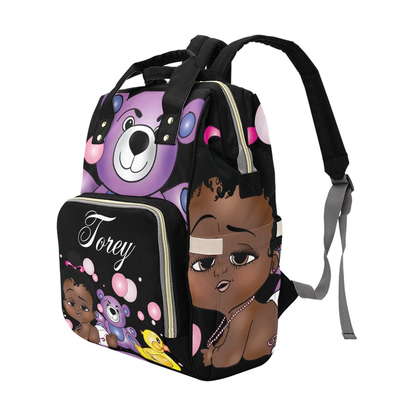 Afro Personalized Baby Bag/ Diaper Bag/ African American Baby Girl Backpack/ Clothing Bottles Bag/ Baby Shower Gift