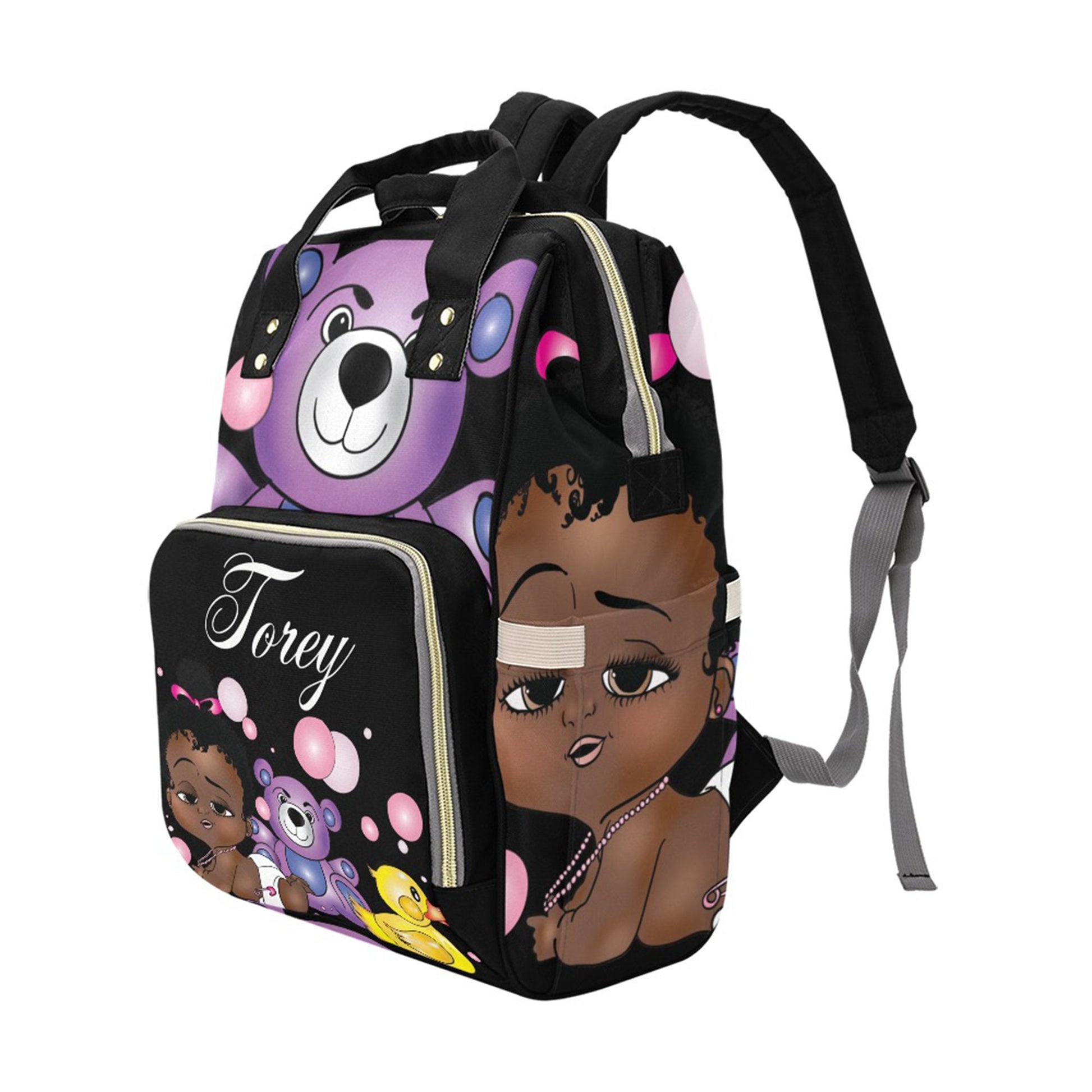 Afro Personalized Baby Bag/ Diaper Bag/ African American Baby Girl Backpack/ Clothing Bottles Bag/ Baby Shower Gift