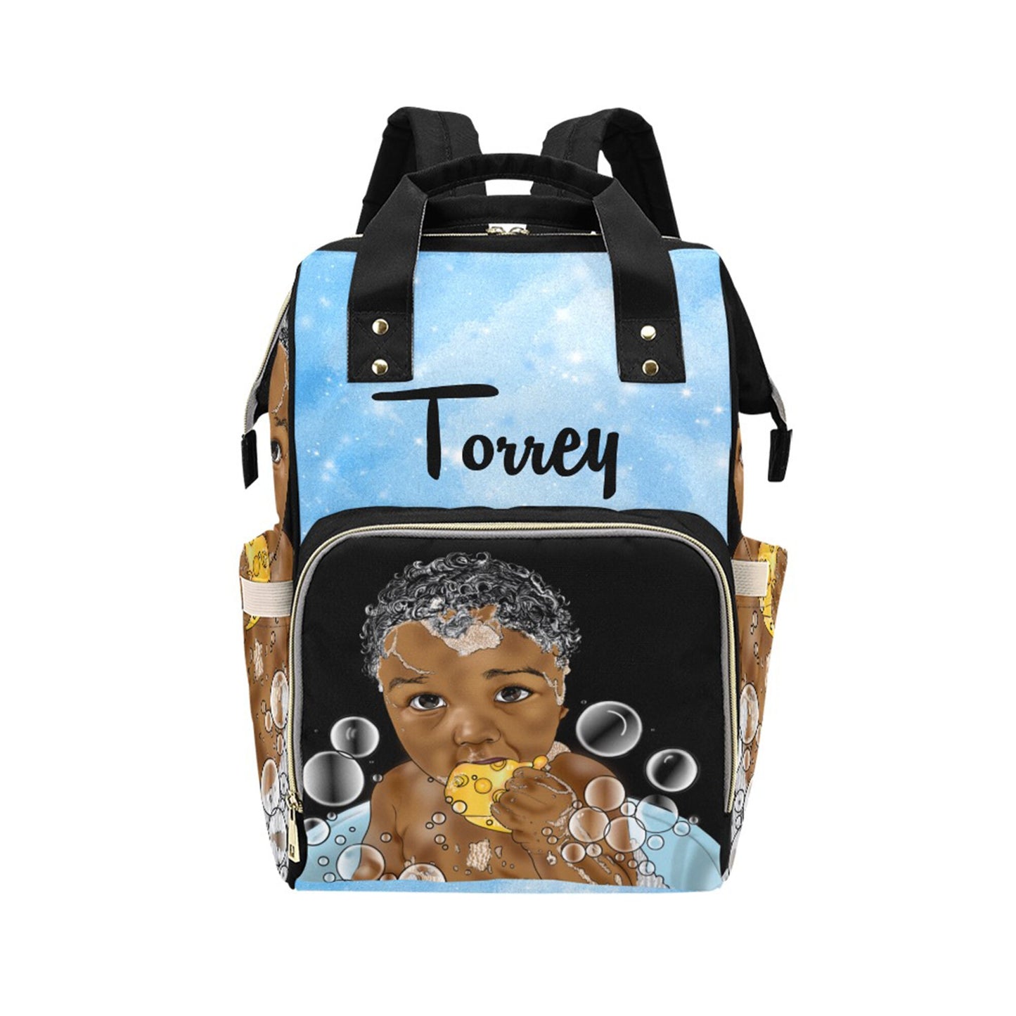 Afro Personalized Baby Diaper Bag, Backpack, Baby Boy Nursery , Camping Baby Boy Shower Gift, Happy Camper, Crib Bedding, Outdoors Nursery