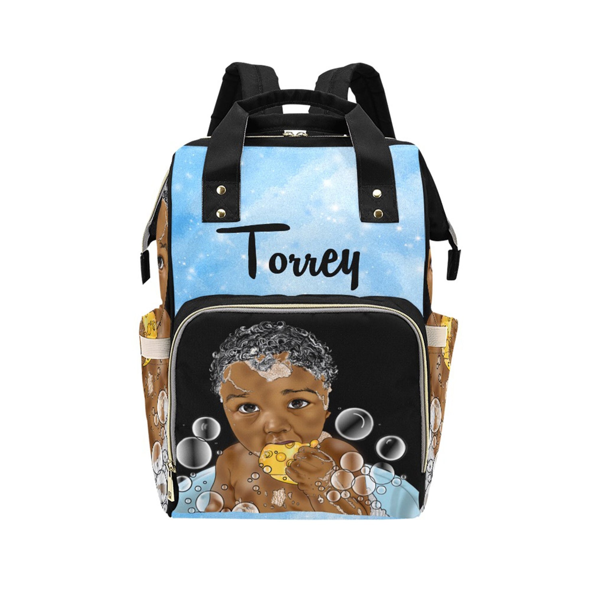 Afro Personalized Baby Diaper Bag, Backpack, Baby Boy Nursery , Camping Baby Boy Shower Gift, Happy Camper, Crib Bedding, Outdoors Nursery