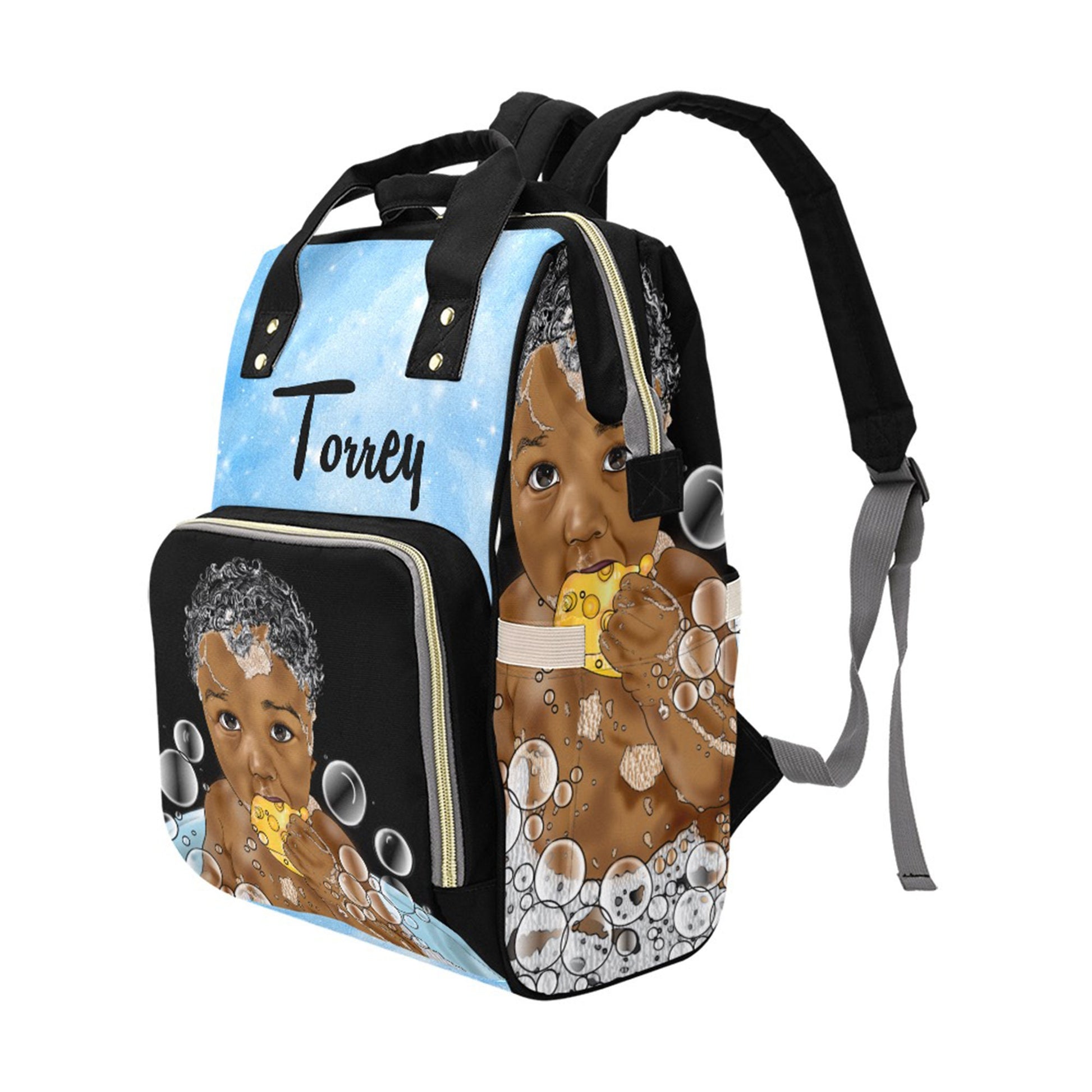 Afro Personalized Baby Diaper Bag, Backpack, Baby Boy Nursery , Camping Baby Boy Shower Gift, Happy Camper, Crib Bedding, Outdoors Nursery