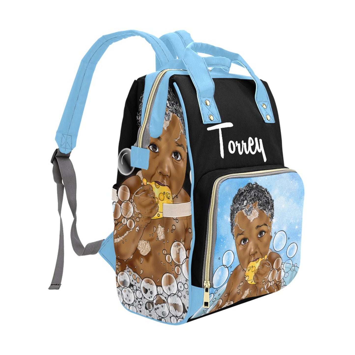 Afro Personalized Baby Bag/ Diaper Bag/ African American Baby Boy Backpack/ Clothing Bottles Bag/ Baby Shower Gift