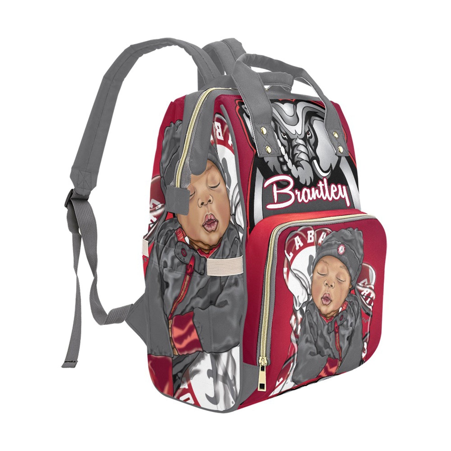 Personalized Sports Baby Bag/ Diaper Bag/ African American Baby Boy Backpack/ Clothing Bottles Bag/ Baby Shower Gift