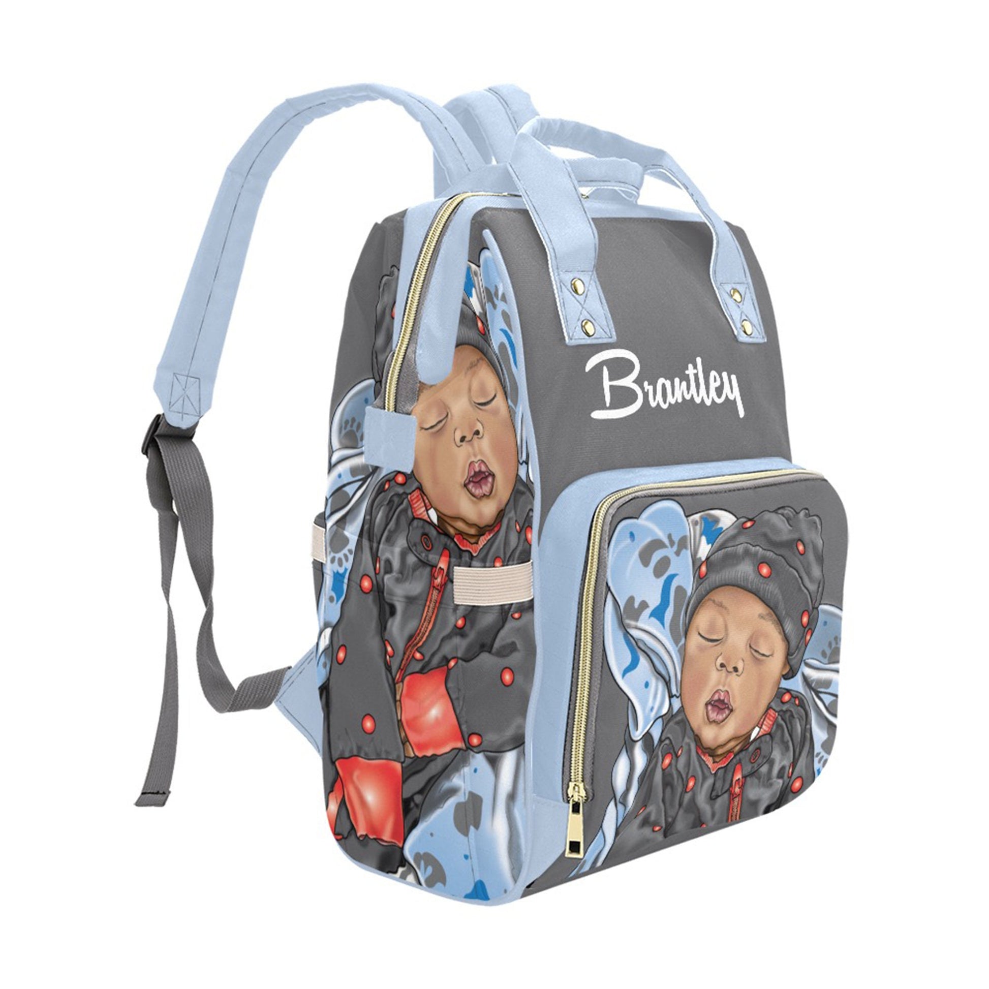 Afro Personalized Baby Diaper Bag, Backpack, Baby Boy Nursery Camping Baby Boy Shower Gift, Happy Camper, Crib Bedding, Outdoors Nursery