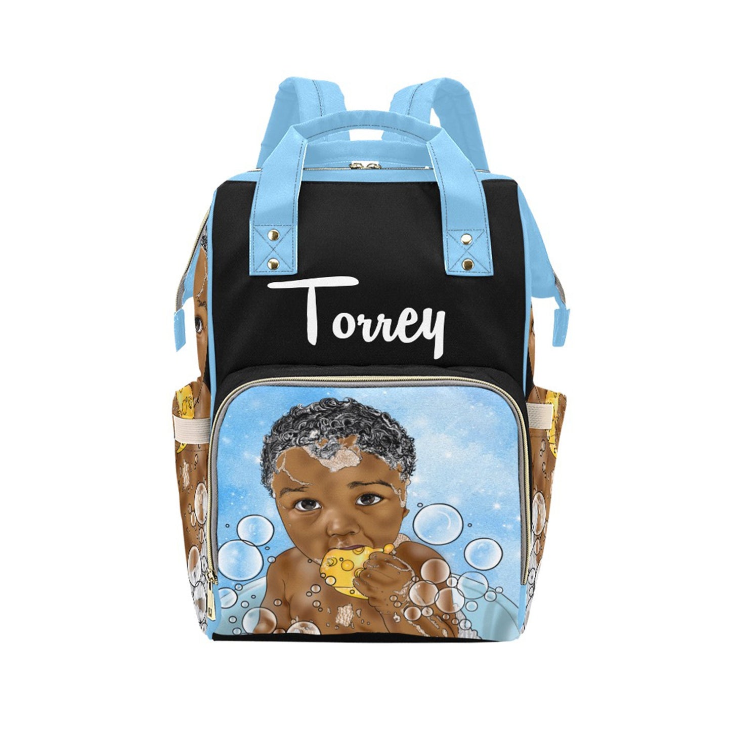 Afro Personalized Baby Bag/ Diaper Bag/ African American Baby Boy Backpack/ Clothing Bottles Bag/ Baby Shower Gift