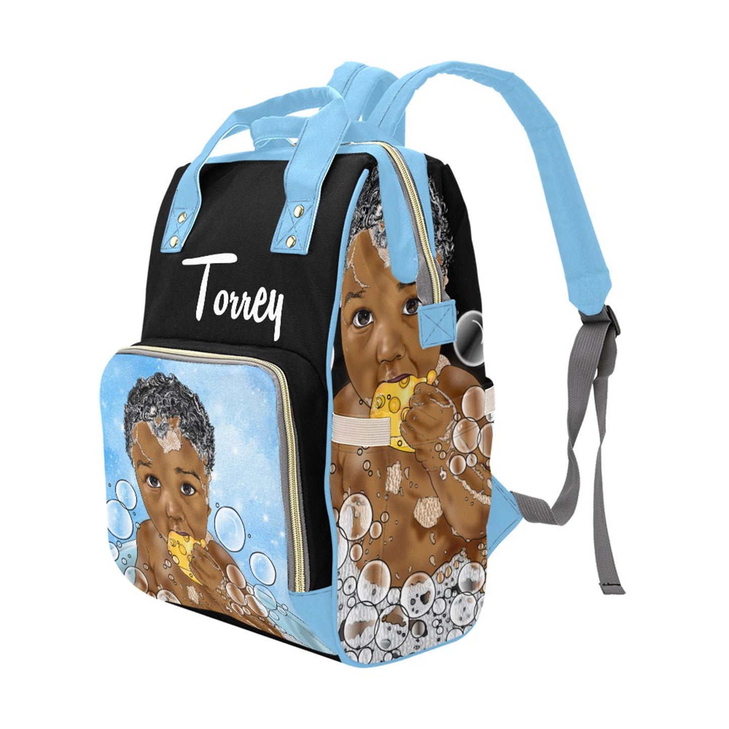 Afro Personalized Baby Bag/ Diaper Bag/ African American Baby Boy Backpack/ Clothing Bottles Bag/ Baby Shower Gift