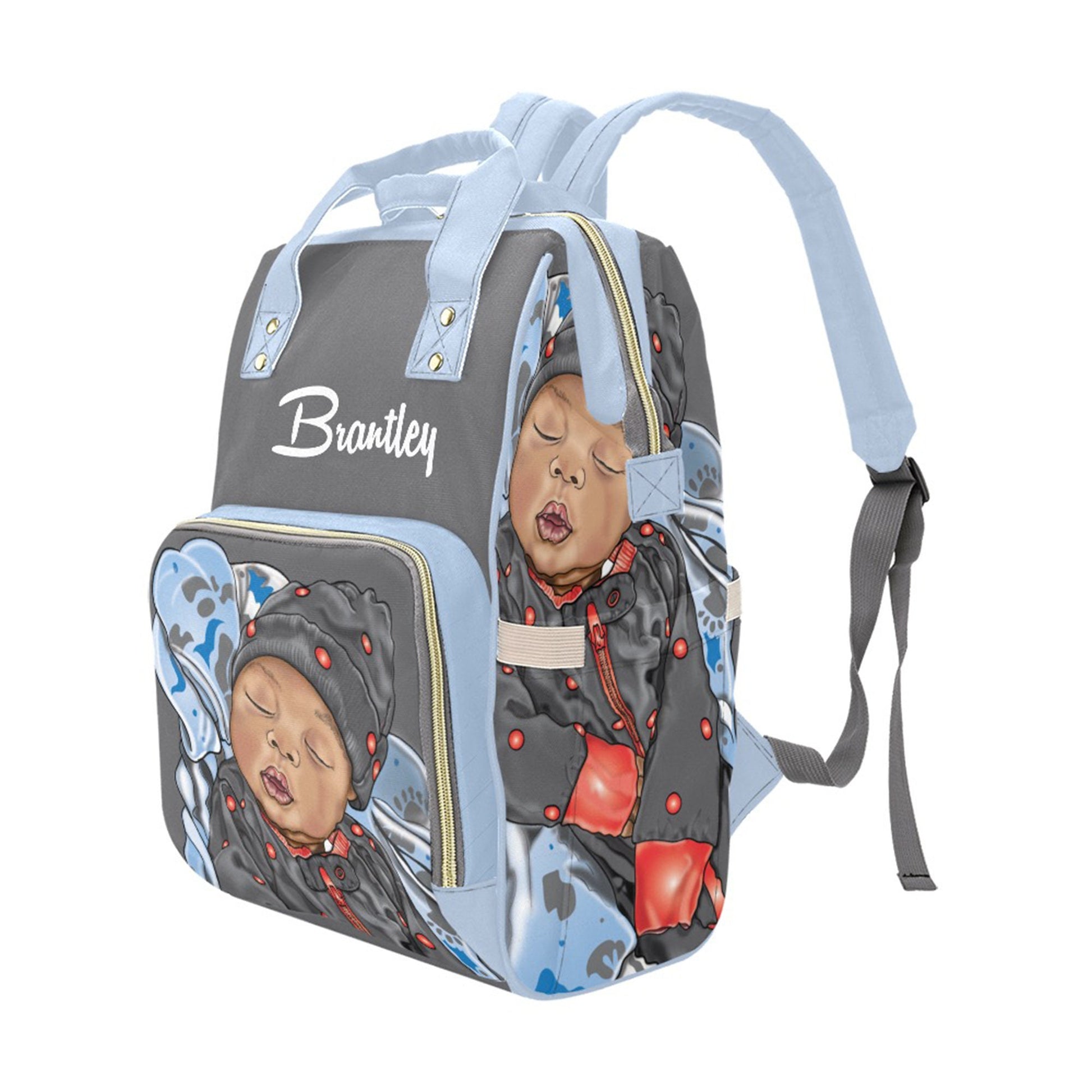 Afro Personalized Baby Diaper Bag, Backpack, Baby Boy Nursery Camping Baby Boy Shower Gift, Happy Camper, Crib Bedding, Outdoors Nursery