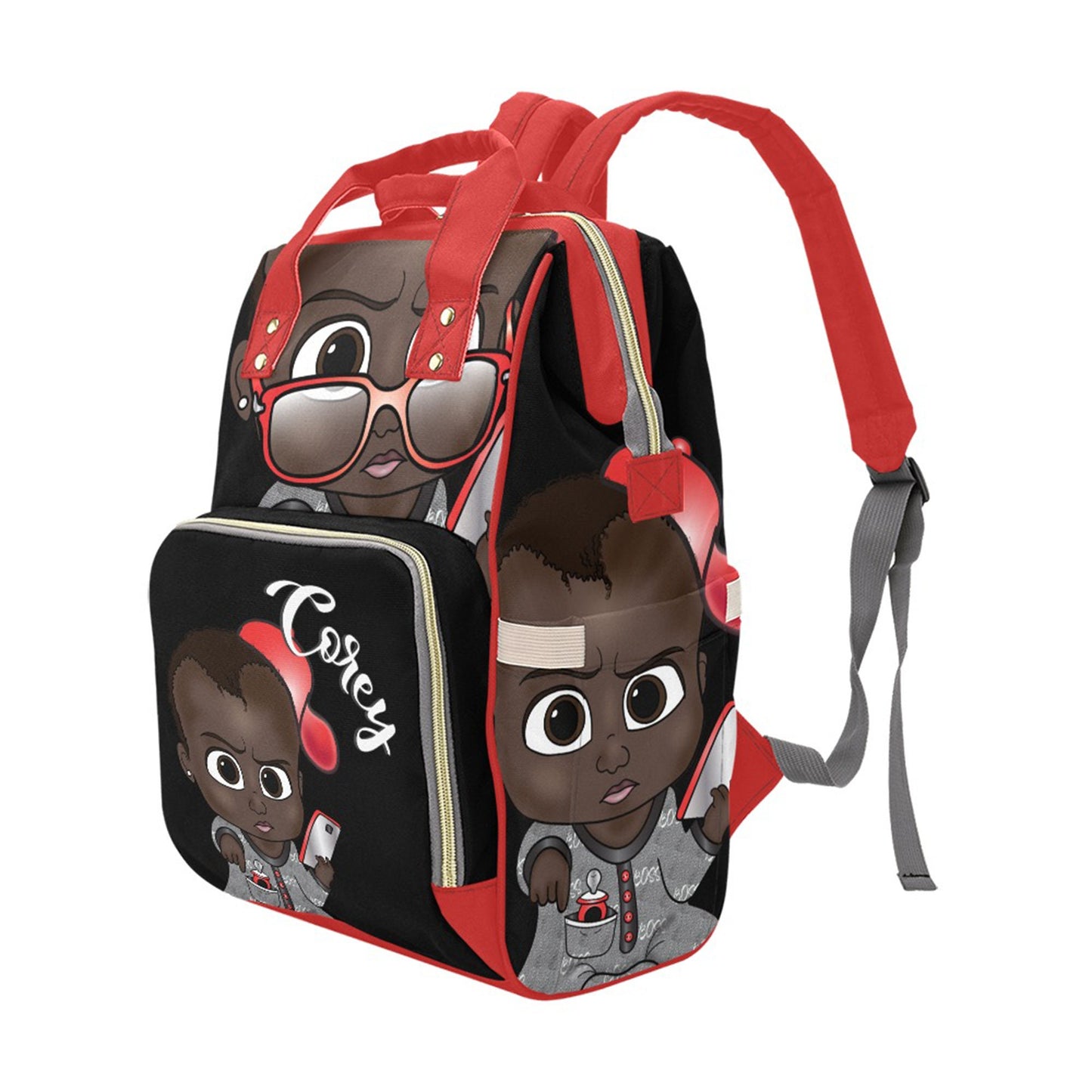 Personalized Baby Bag/ Diaper Bag/ African American Baby Boy Backpack/ Clothing Bottles Bag/ Baby Shower Gift