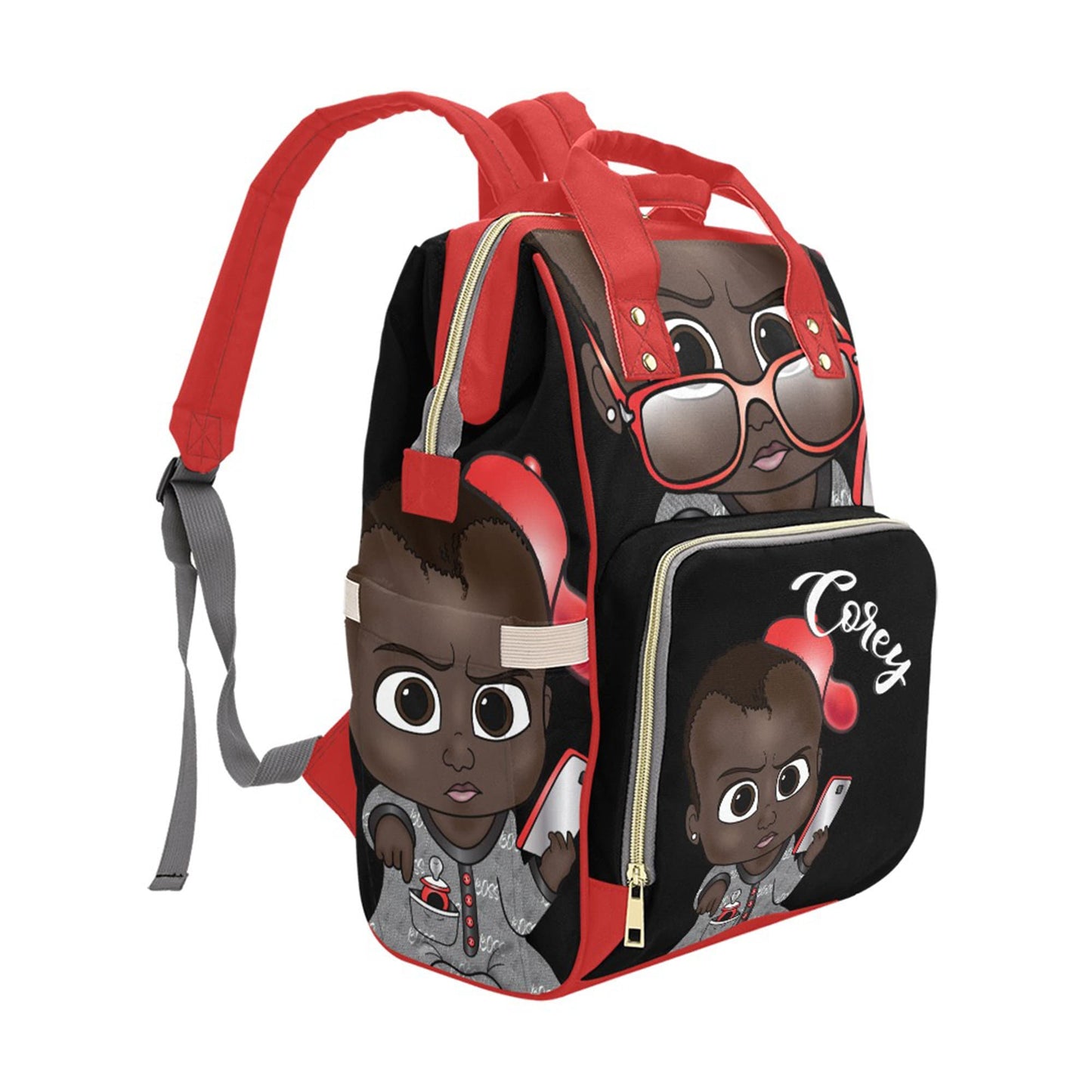 Personalized Baby Bag/ Diaper Bag/ African American Baby Boy Backpack/ Clothing Bottles Bag/ Baby Shower Gift