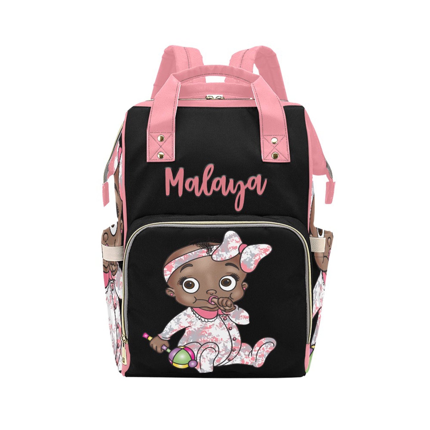 Personalized Baby Bag/ Diaper Bag/ African American BabyGirl Backpack/ Clothing Bottles Bag/ Baby Shower Gift