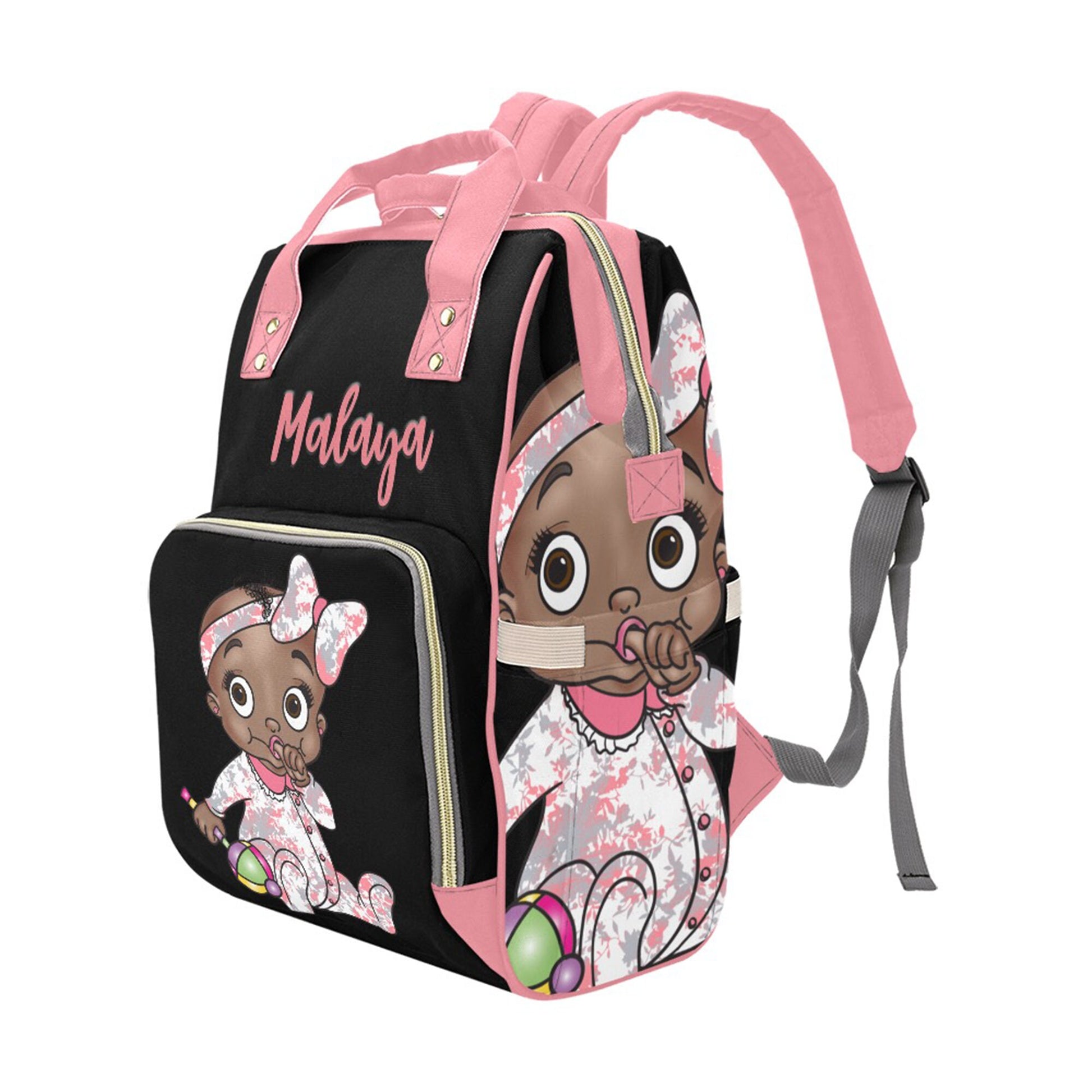 Personalized Baby Bag/ Diaper Bag/ African American BabyGirl Backpack/ Clothing Bottles Bag/ Baby Shower Gift