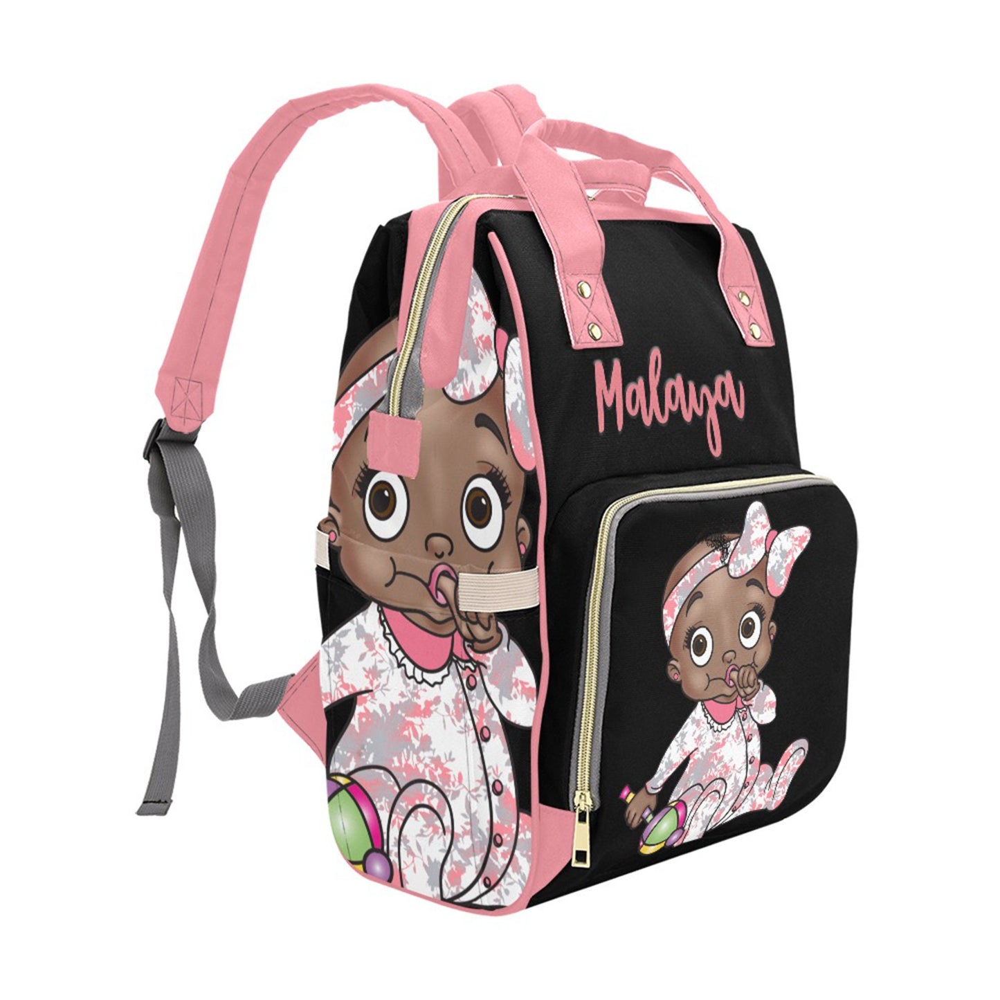 Personalized Baby Bag/ Diaper Bag/ African American BabyGirl Backpack/ Clothing Bottles Bag/ Baby Shower Gift