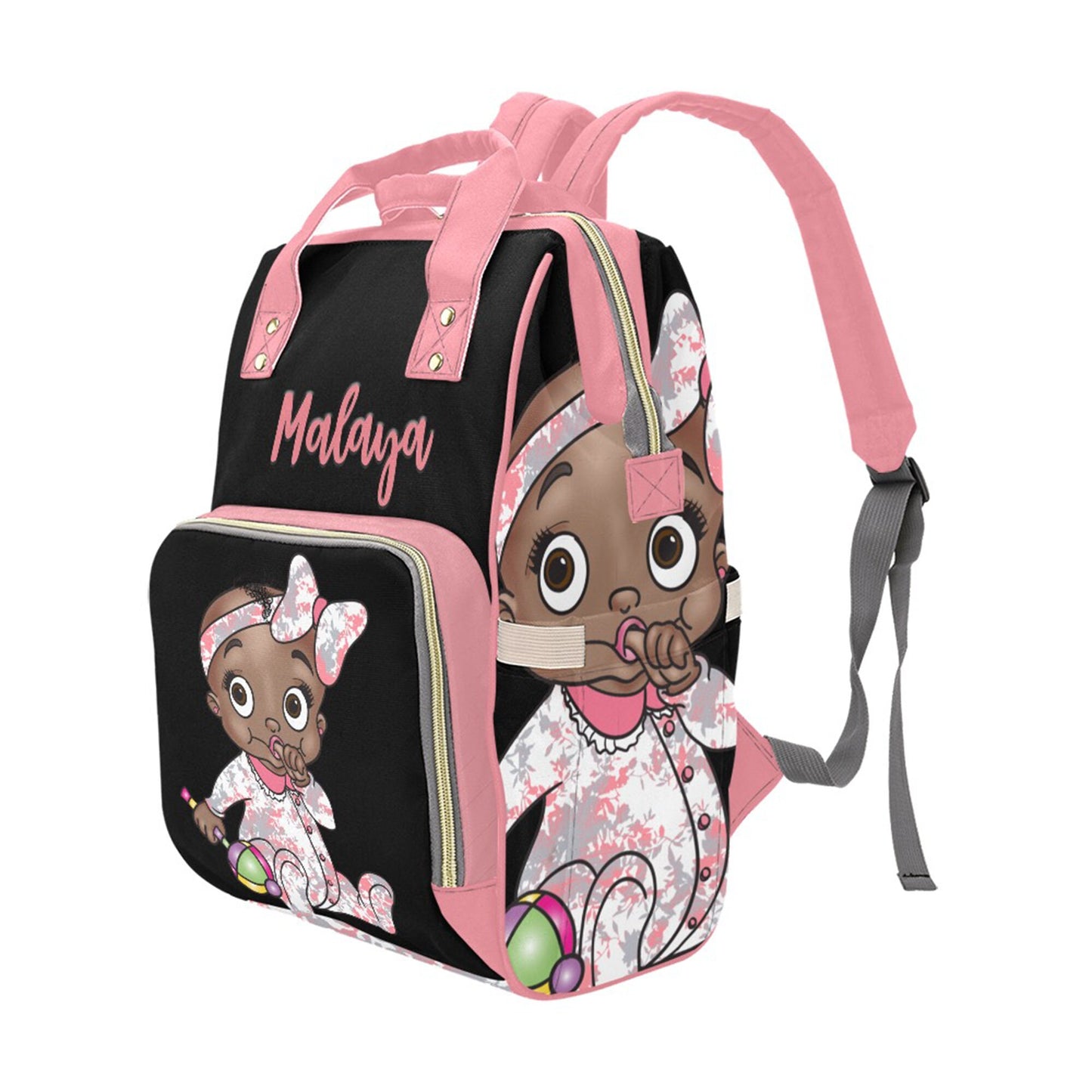 Personalized Baby Bag/ Diaper Bag/ African American Baby Girl Backpack/ Clothing Bottles Bag/ Baby Shower Gift