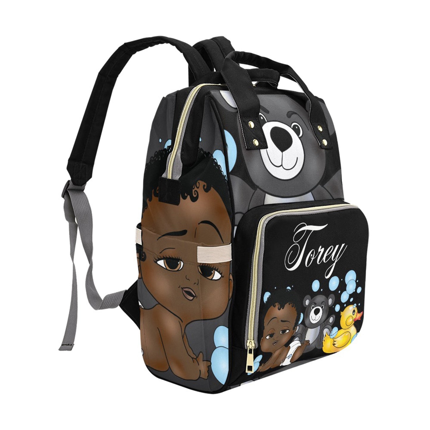 Personalized Baby Bag/ Diaper Bag/ African American Baby Boy Backpack/ Clothing Bottles Bag/ Baby Shower Gift
