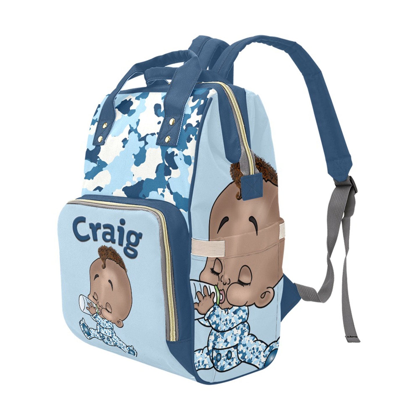 Personalized Baby Bag/ Diaper Bag/ African American Baby Boy Backpack/ Clothing Bottles Bag/ Baby Shower Gift