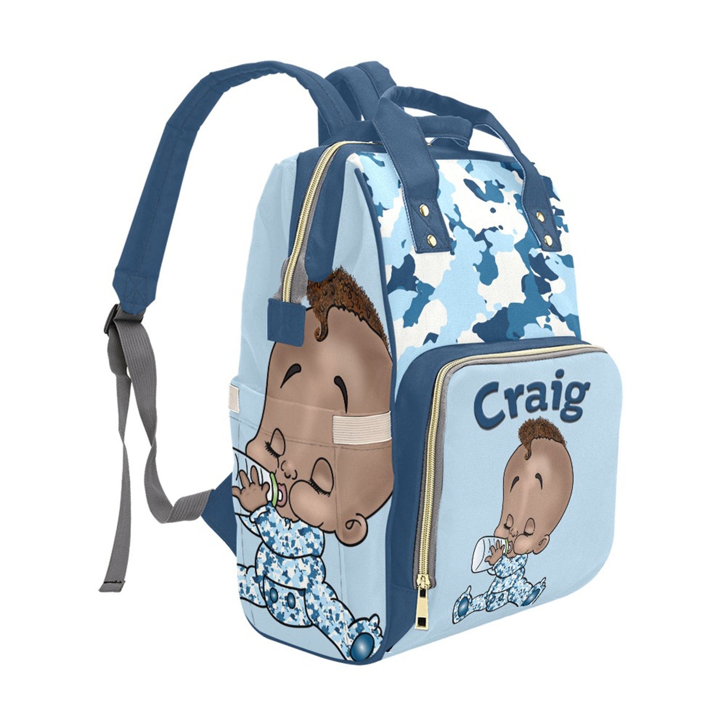 Personalized Baby Bag/ Diaper Bag/ African American Baby Boy Backpack/ Clothing Bottles Bag/ Baby Shower Gift