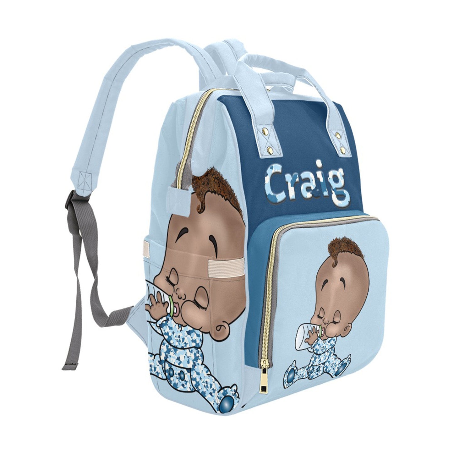 Personalized Baby Bag/ Diaper Bag/ African American Baby Boy Backpack/ Clothing Bottles Bag/ Baby Shower Gift