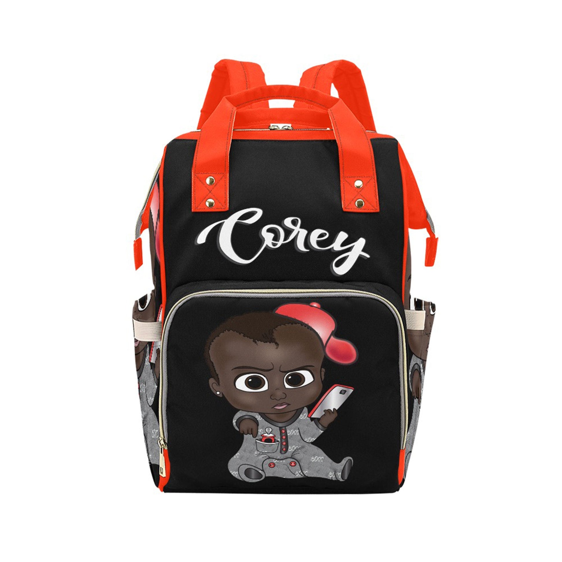 Personalized Baby Bag/ Diaper Bag/ African American Baby Boy Backpack/ Clothing Bottles Bag/ Baby Shower Gift