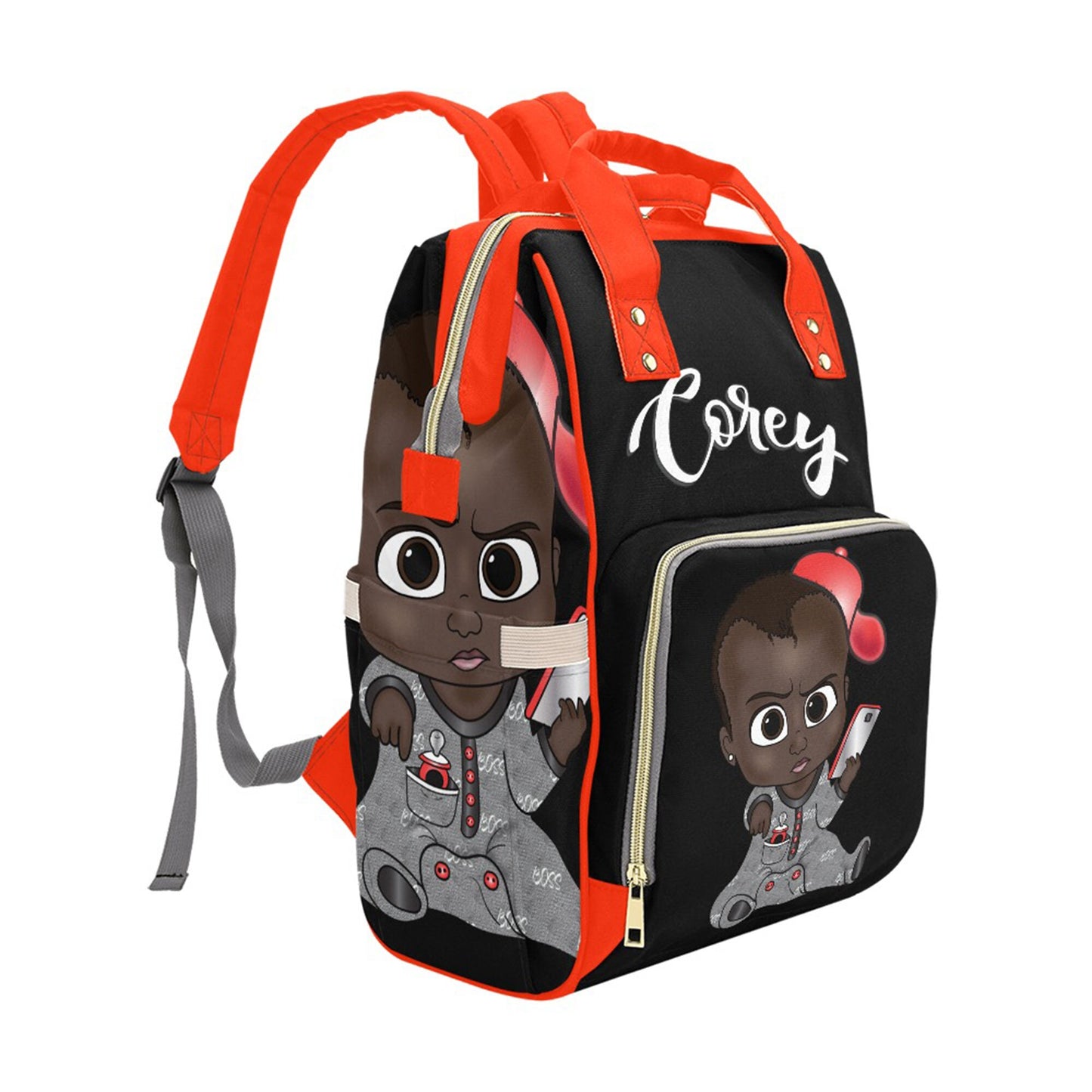 Personalized Baby Bag/ Diaper Bag/ African American Baby Boy Backpack/ Clothing Bottles Bag/ Baby Shower Gift