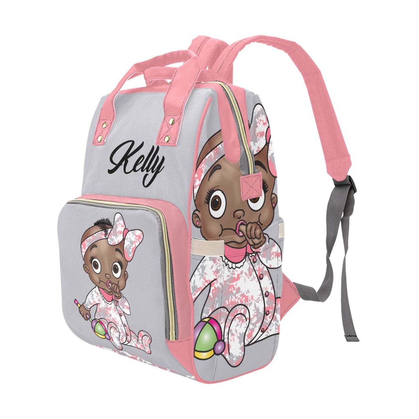 Personalized Baby Bag/ Diaper Bag/ African American Baby Girl Backpack/ Clothing Bottles Bag/ Baby Shower Gift