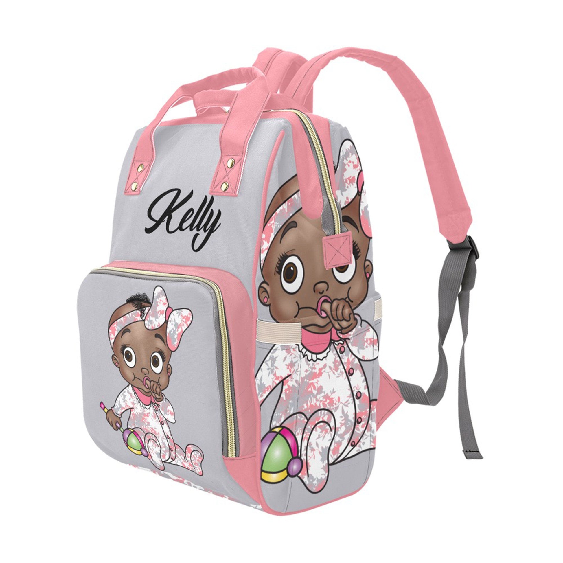 Personalized Baby Bag/ Diaper Bag/ African American Baby Girl Backpack/ Clothing Bottles Bag/ Baby Shower Gift