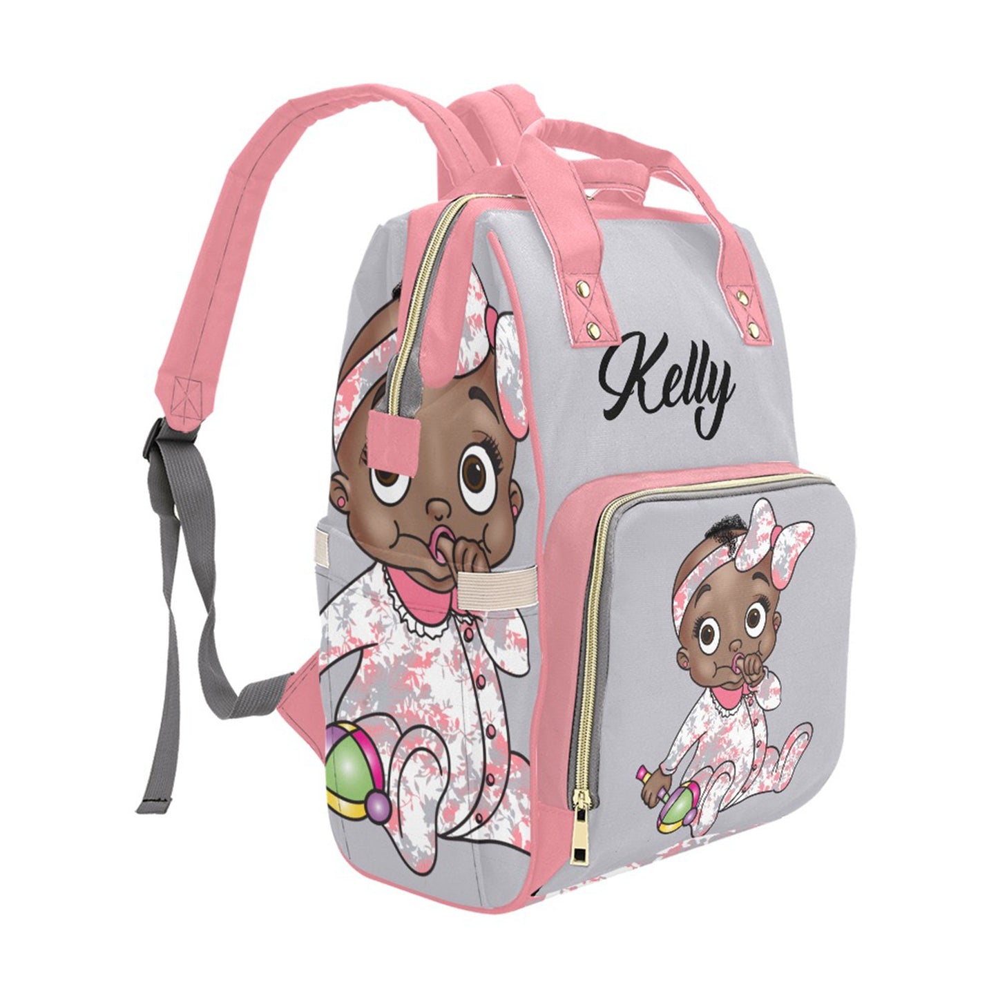 Personalized Baby Bag/ Diaper Bag/ African American Baby Girl Backpack/ Clothing Bottles Bag/ Baby Shower Gift
