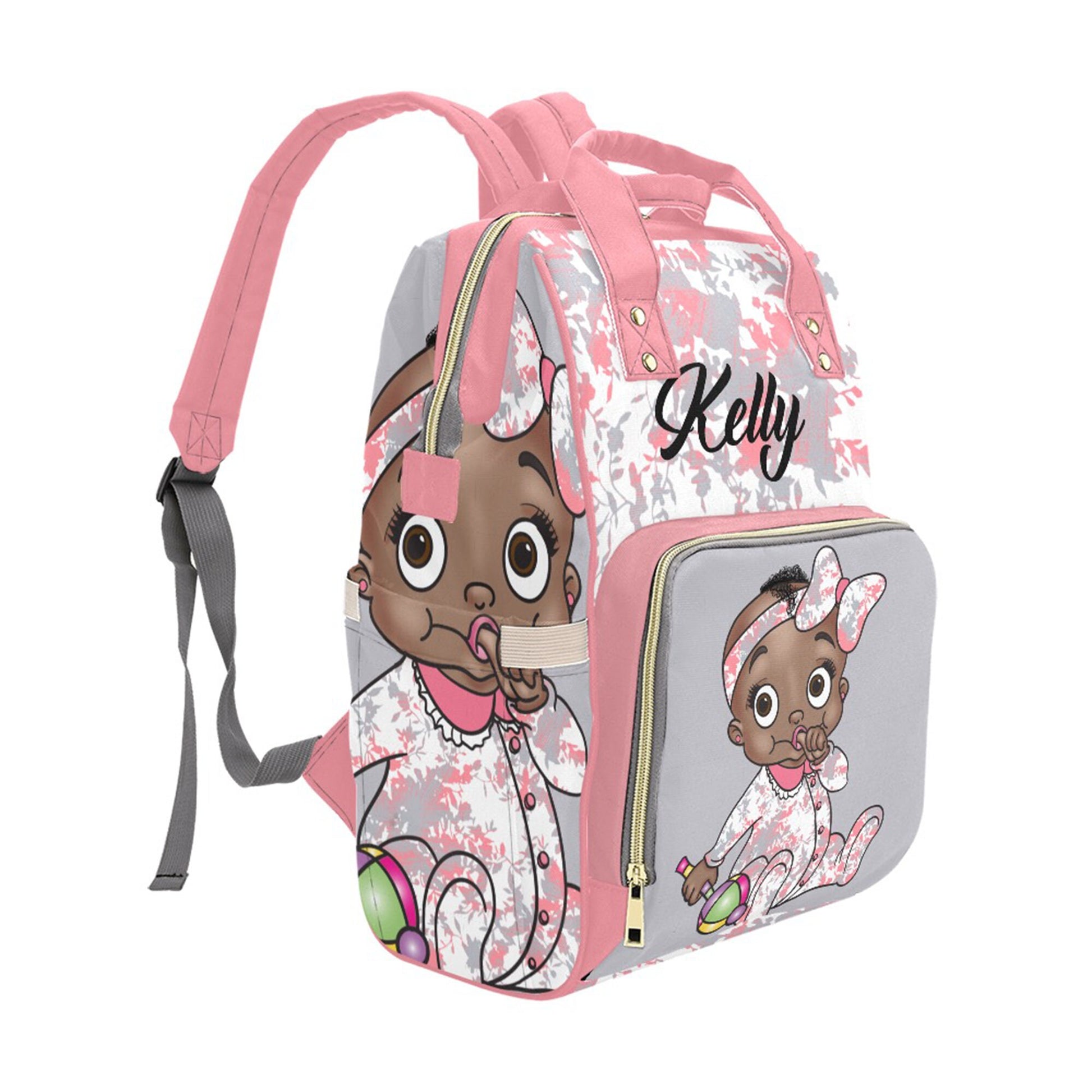 Personalized Baby Bag/ Diaper Bag/ African American Baby Girl Backpack/ Clothing Bottles Bag/ Baby Shower Gift