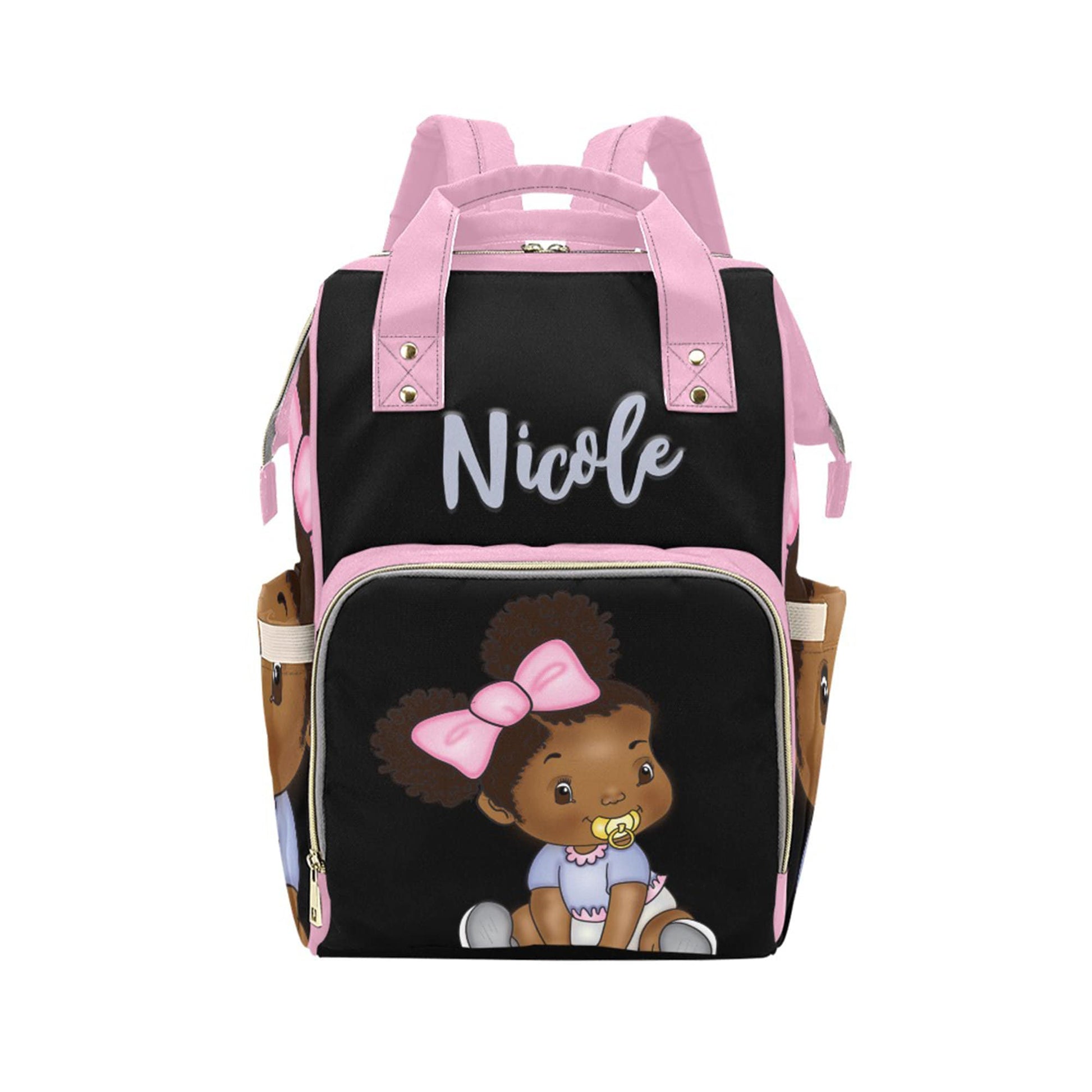 Afro Personalized Baby Bag/ Diaper Bag/ African American Baby Girl Backpack/ Clothing Bottles Bag/ Baby Shower Gift