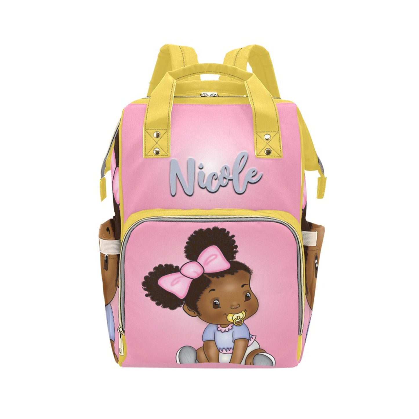 Afro Personalized Baby Bag/ Diaper Bag/ African American Baby Girl Backpack/ Clothing Bottles Bag/ Baby Shower Gift
