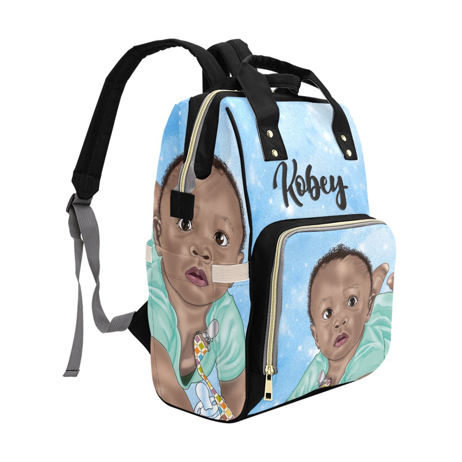 Personalized Baby Bag/ Diaper Bag/ African American Baby Boy Backpack/ Clothing Bottles Bag/ Baby Shower Gift