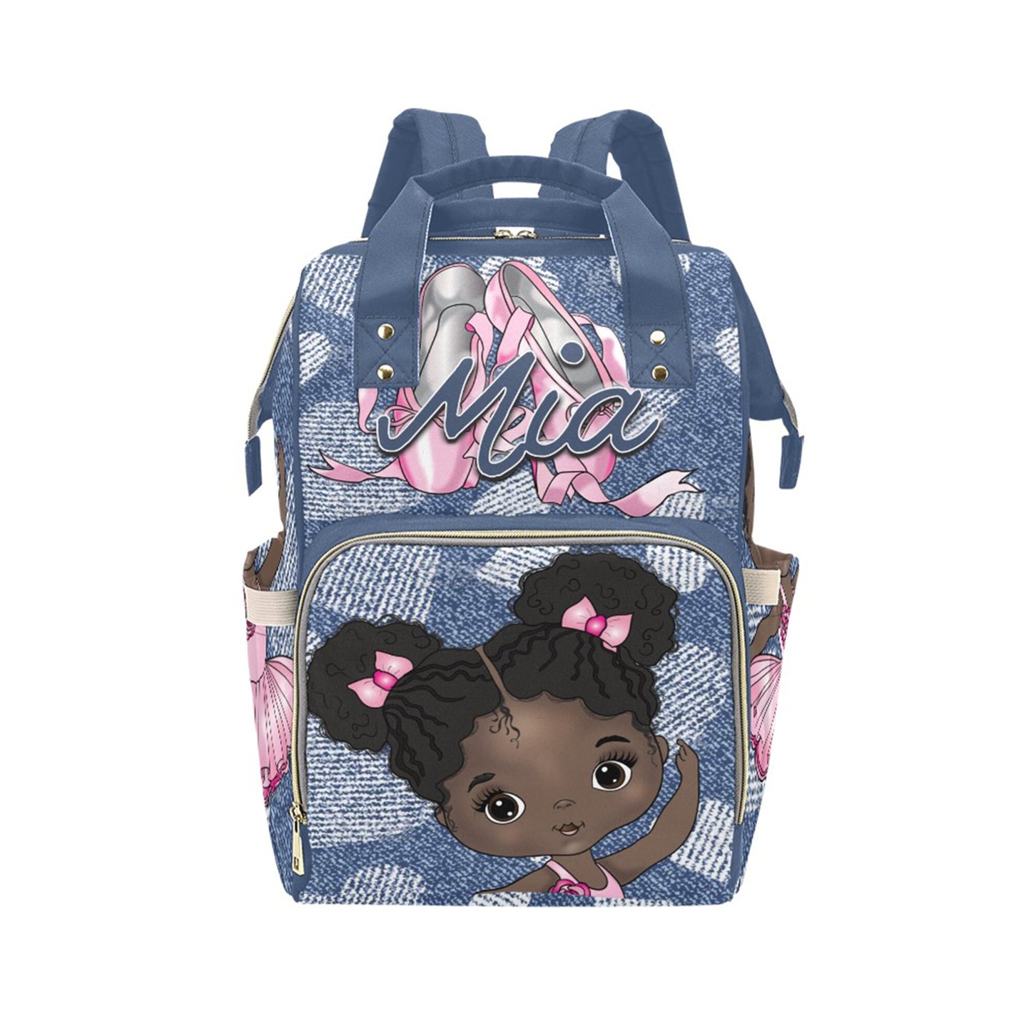 Afro Personalized Baby Bag/ Diaper Bag/ African American Baby Girl Backpack/ Clothing Bottles Bag/ Baby Shower Gift