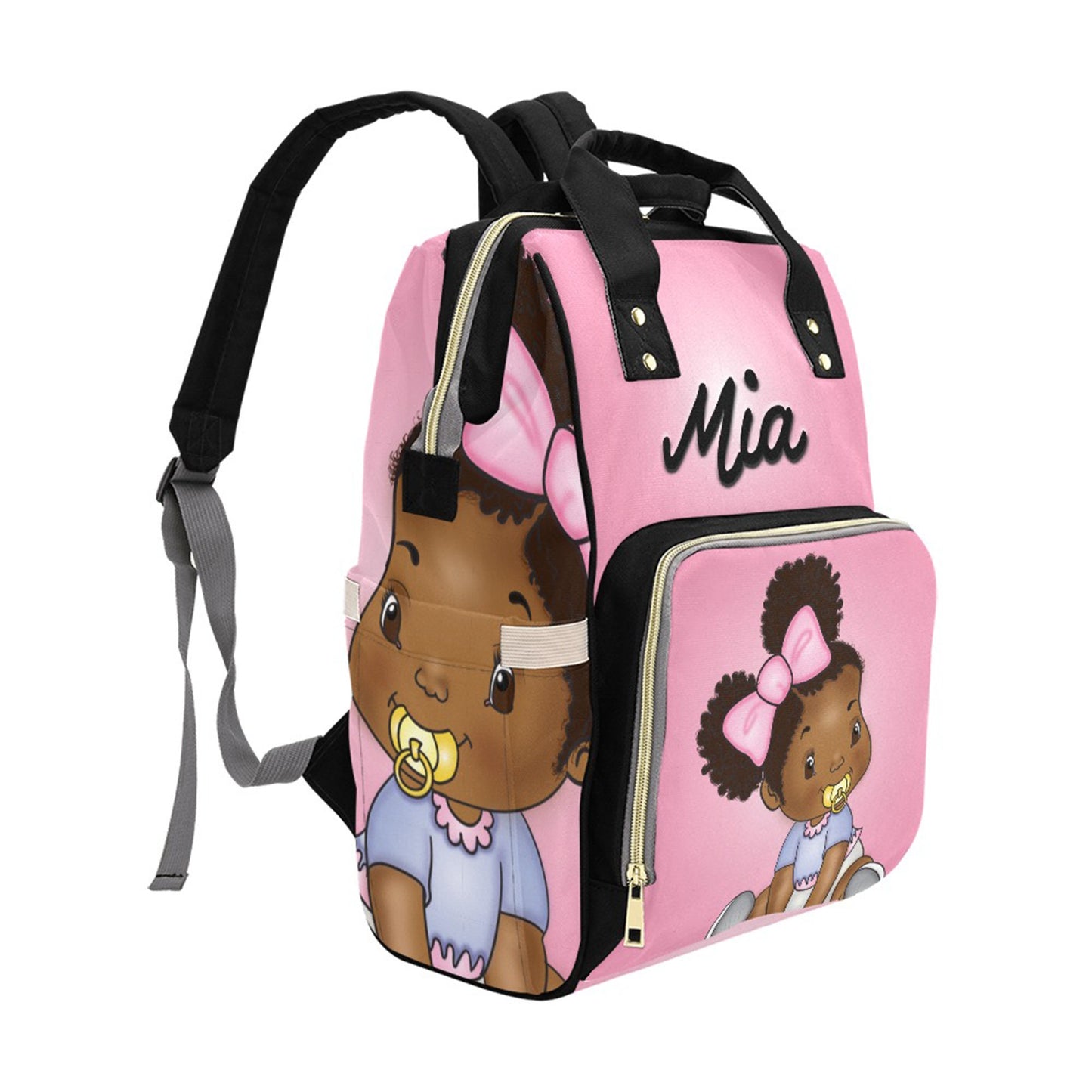 Afro Personalized Baby Bag/ Diaper Bag/ African American Baby Girl Backpack/ Clothing Bottles Bag/ Baby Shower Gift