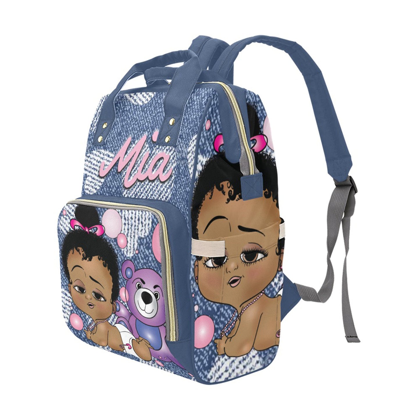 Personalized Baby Bag/ Diaper Bag/ African American Baby Girl Backpack/ Clothing Bottles Bag/ Baby Shower Gift