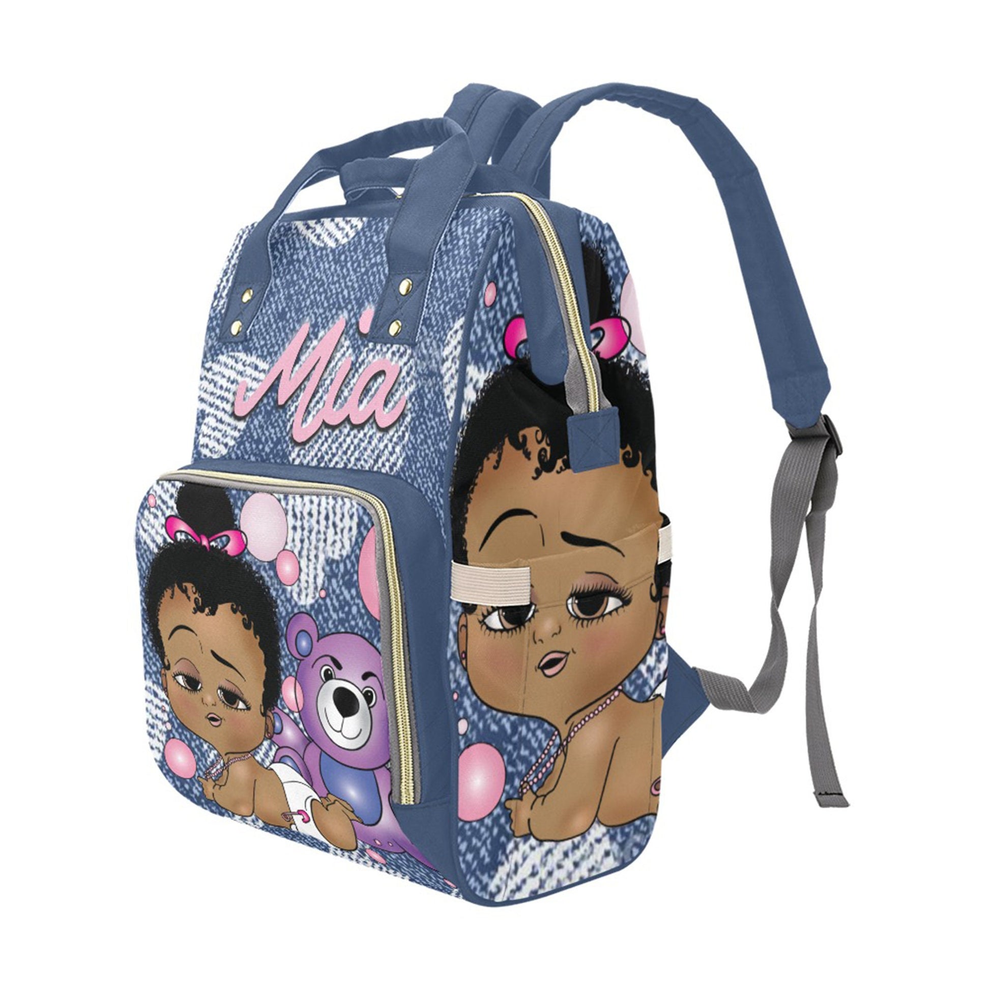 Personalized Baby Bag/ Diaper Bag/ African American Baby Girl Backpack/ Clothing Bottles Bag/ Baby Shower Gift