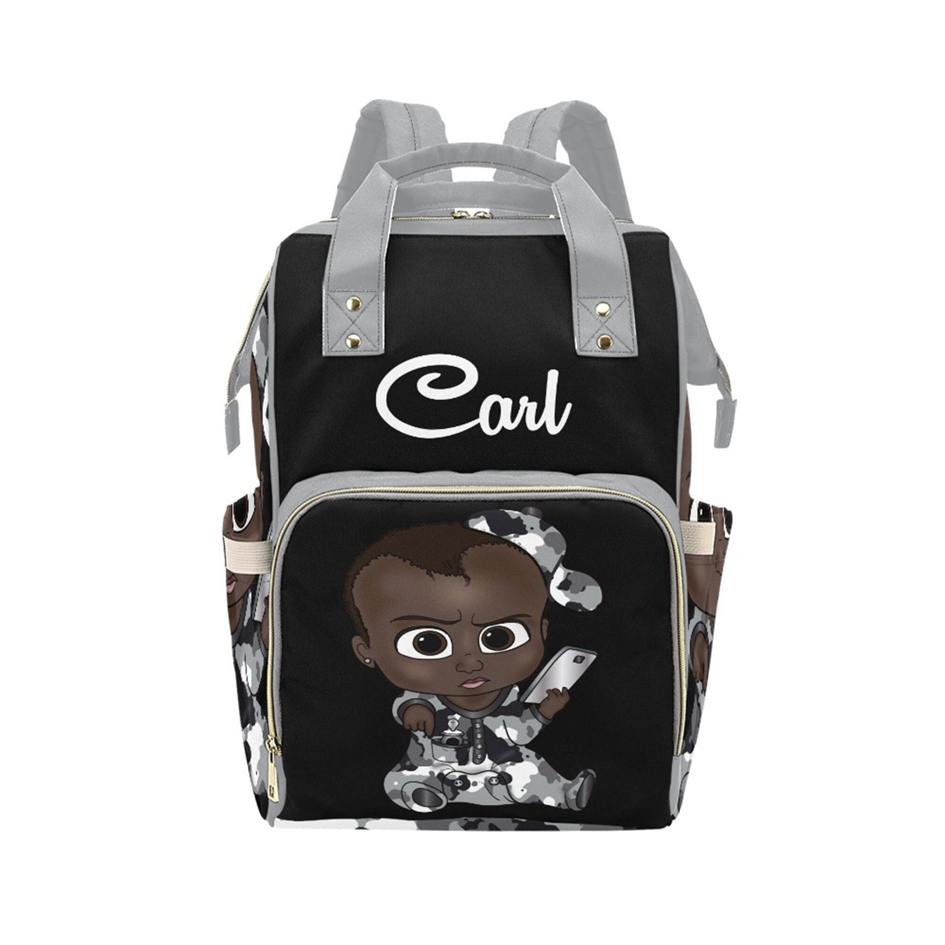 Afro Personalized Baby Bag/ Diaper Bag/ African American Baby Boy Backpack/ Clothing Bottles Bag/ Baby Shower Gift