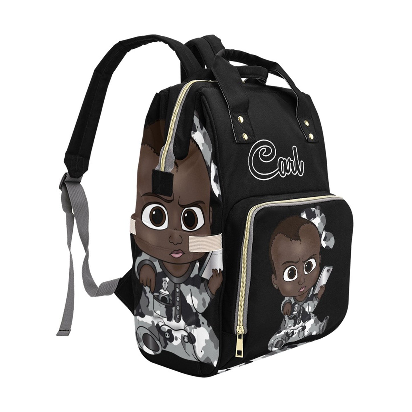 Afro Personalized Baby Bag/ Diaper Bag/ African American Baby Boy Backpack/ Clothing Bottles Bag/ Baby Shower Gift