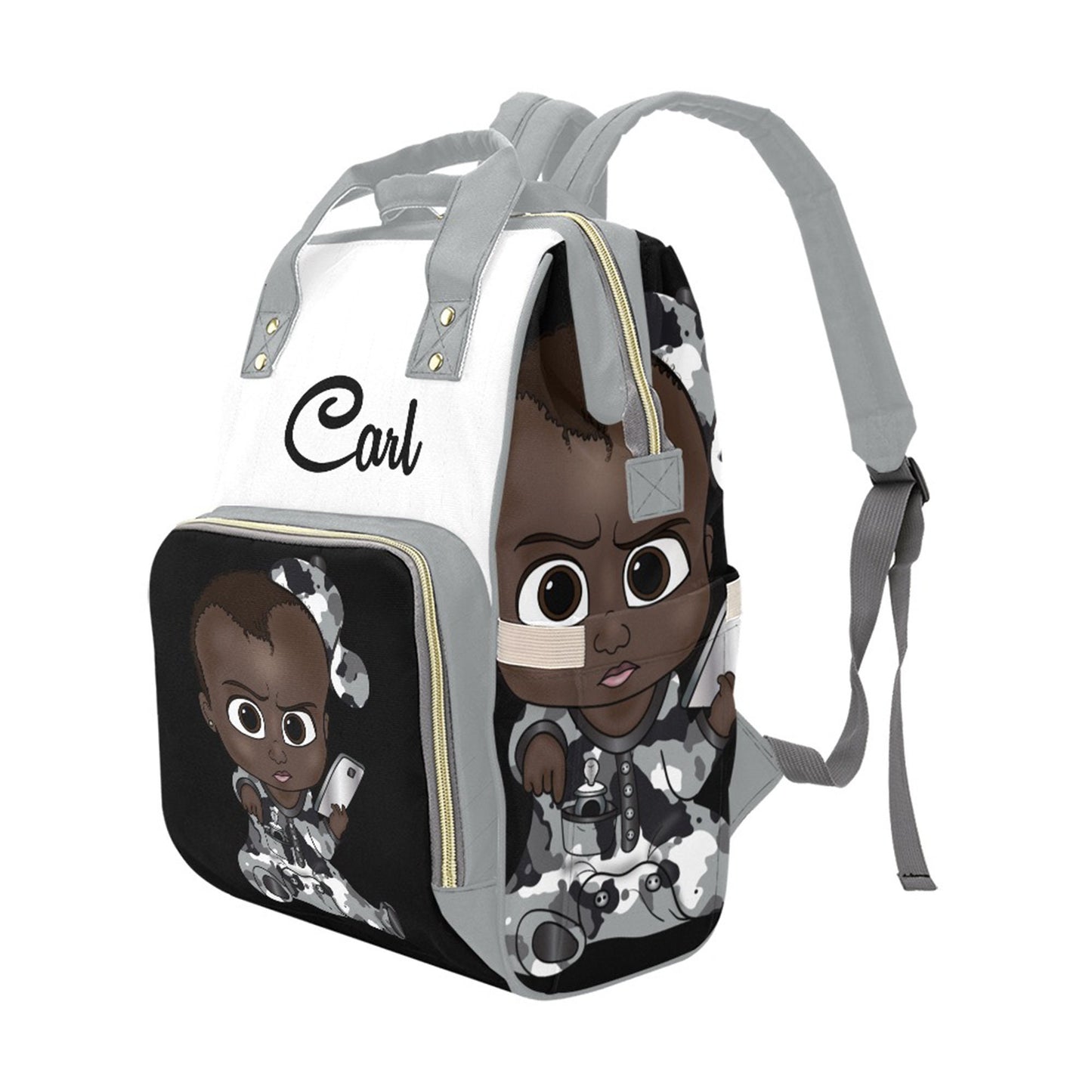 Afro Personalized Baby Bag/ Diaper Bag/ African American Baby Boy Backpack/ Clothing Bottles Bag/ Baby Shower Gift