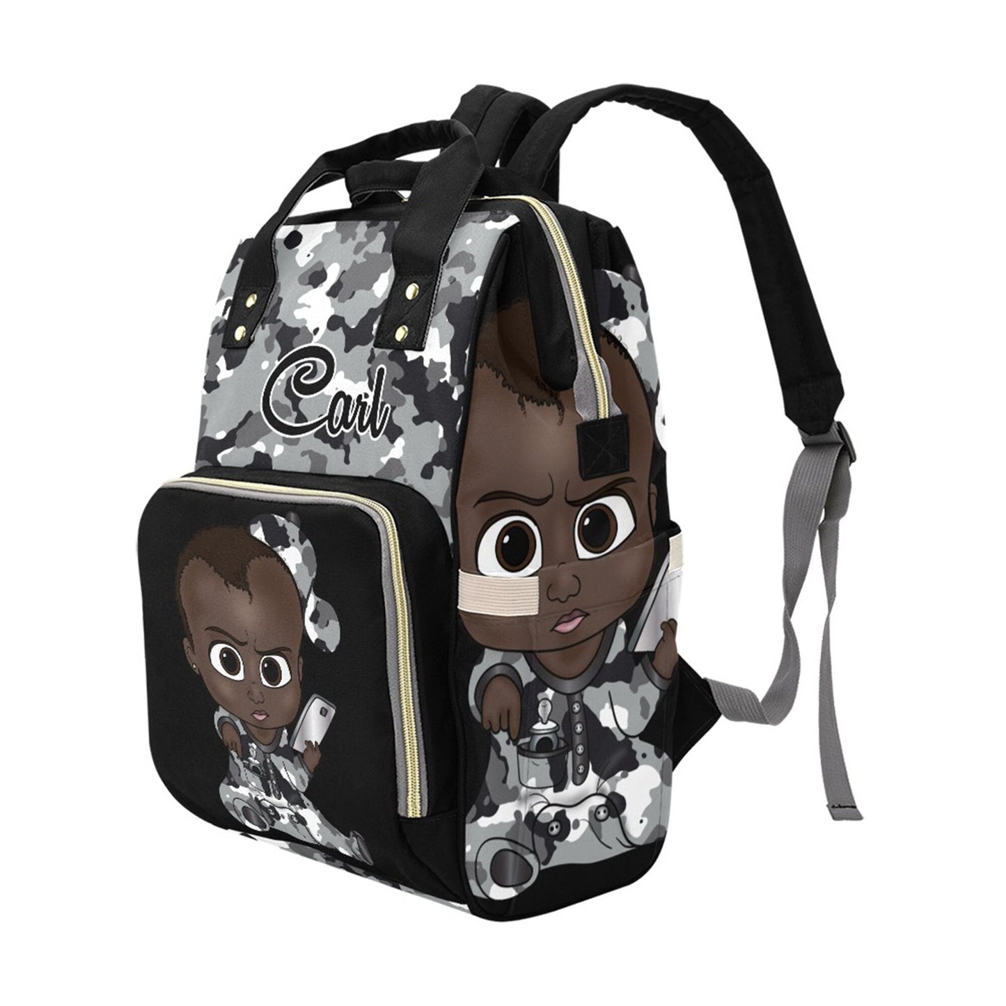 Afro Personalized Baby Bag/ Diaper Bag/ African American Baby Boy Backpack/ Clothing Bottles Bag/ Baby Shower Gift