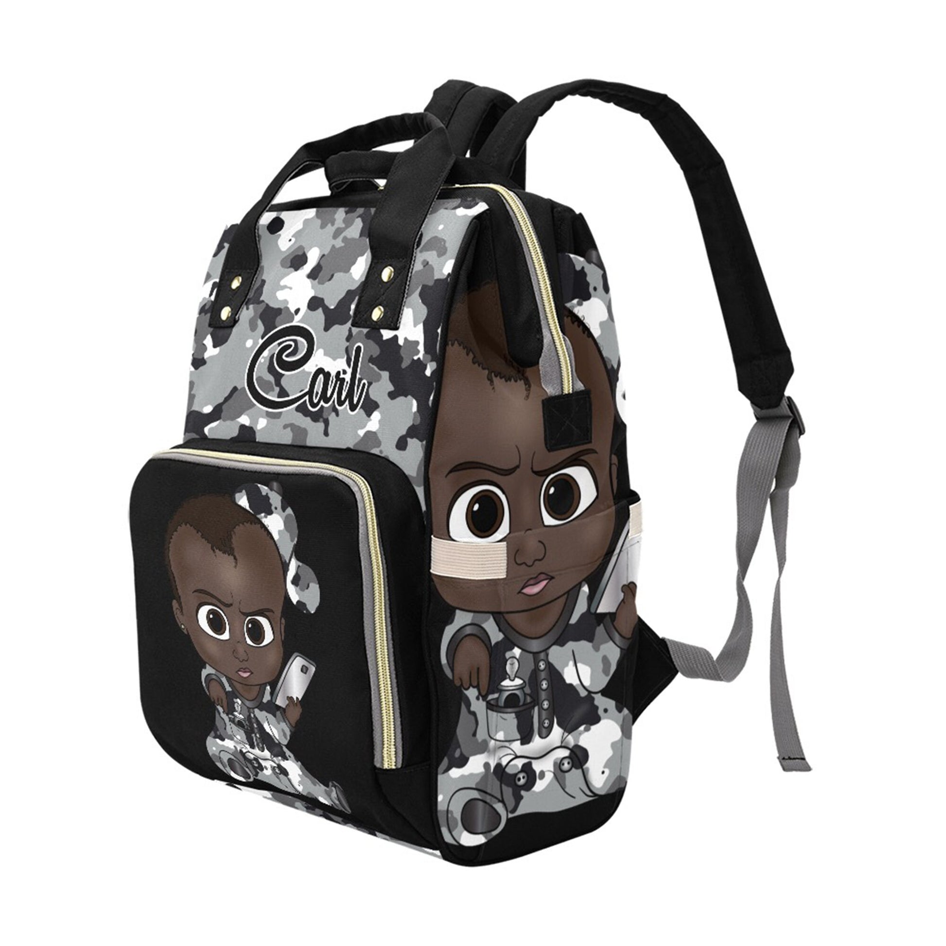 Afro Personalized Baby Bag/ Diaper Bag/ African American Baby Boy Backpack/ Clothing Bottles Bag/ Baby Shower Gift