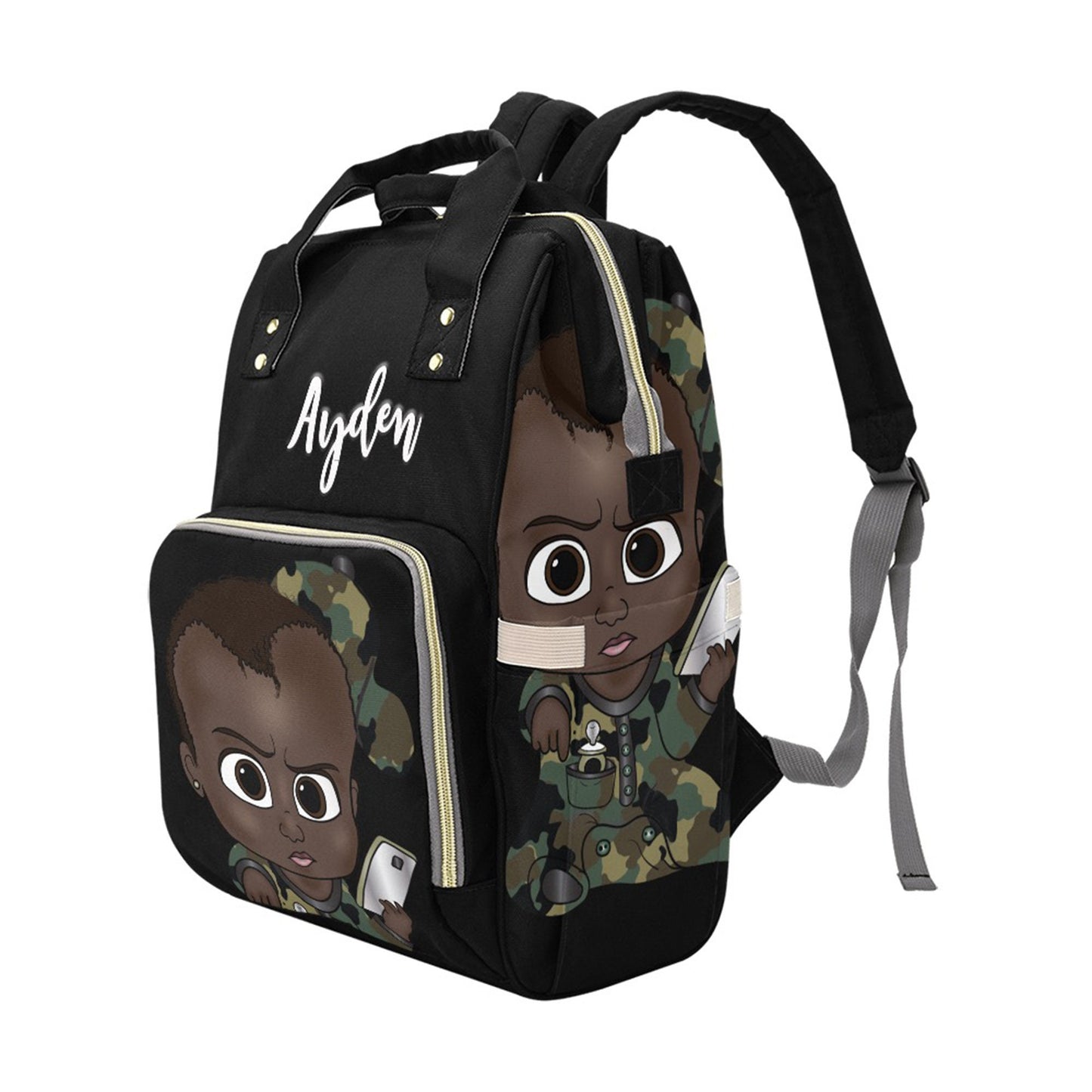 Afro Personalized Baby Bag/ Diaper Bag/ African American Baby Boy Backpack/ Clothing Bottles Bag/ Baby Shower Gift