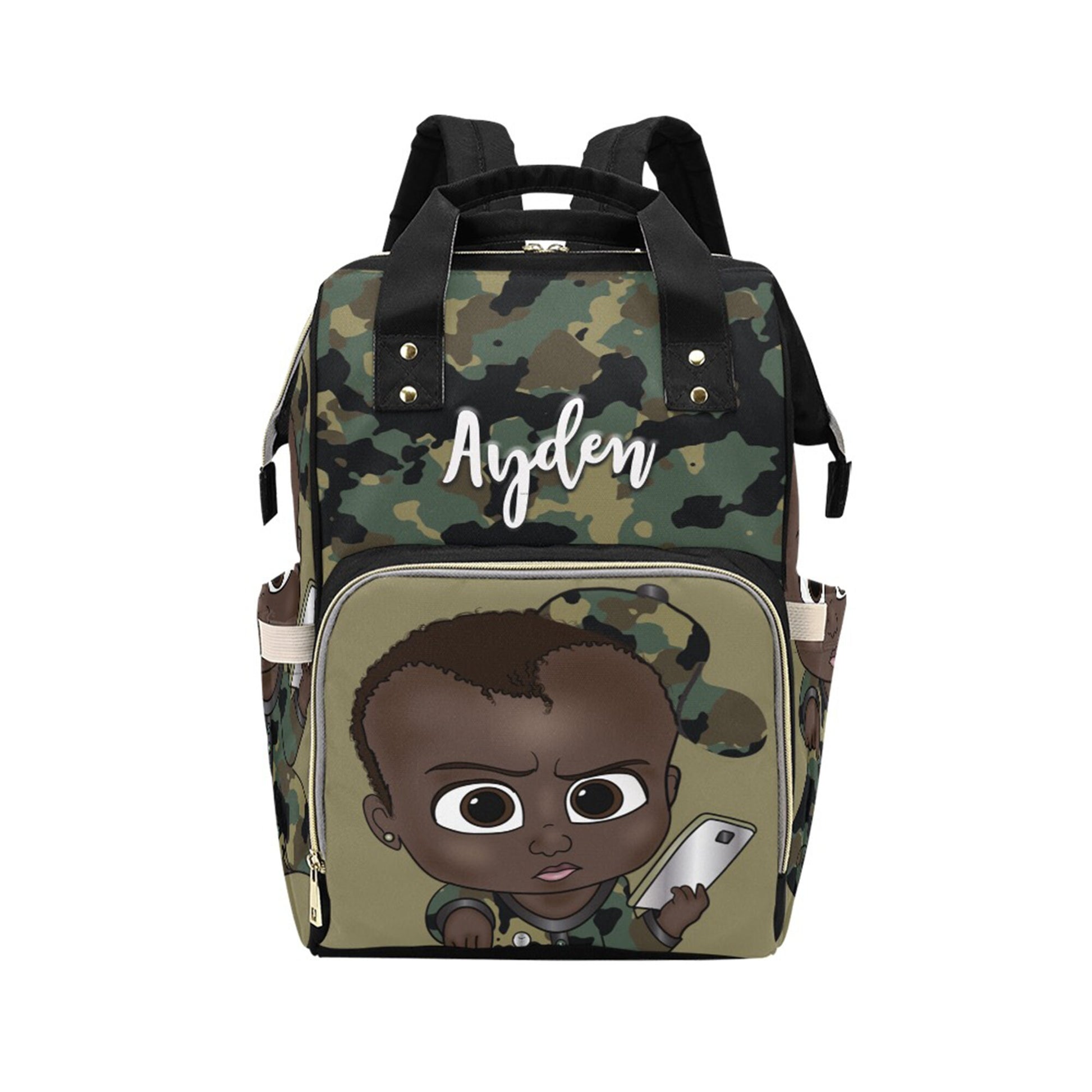 Afro Personalized Baby Bag/ Diaper Bag/ African American Baby Boy Backpack/ Clothing Bottles Bag/ Baby Shower Gift