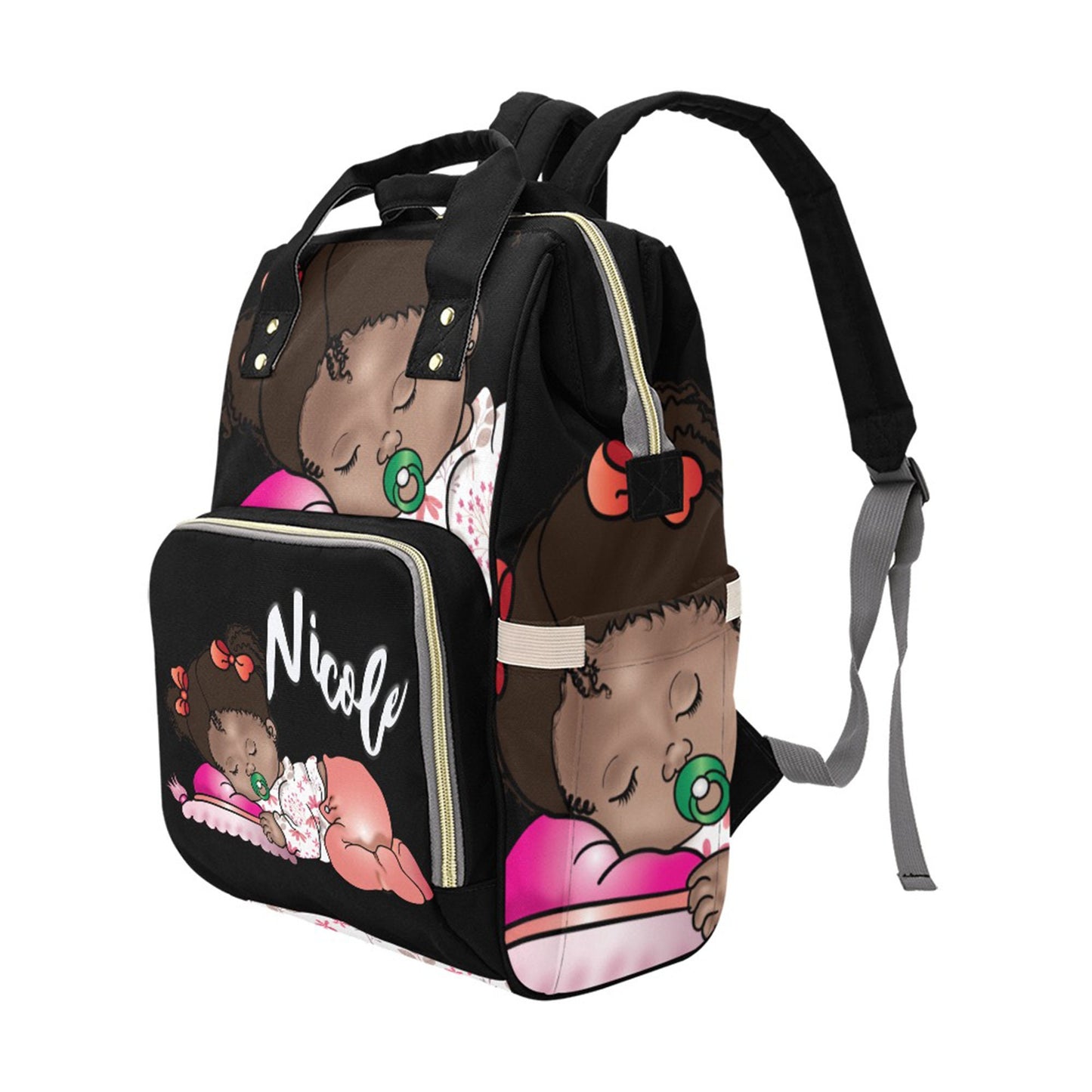 Afro Personalized Baby Bag/ Diaper Bag/ African American Baby Girl Backpack/ Clothing Bottles Bag/ Baby Shower Gift