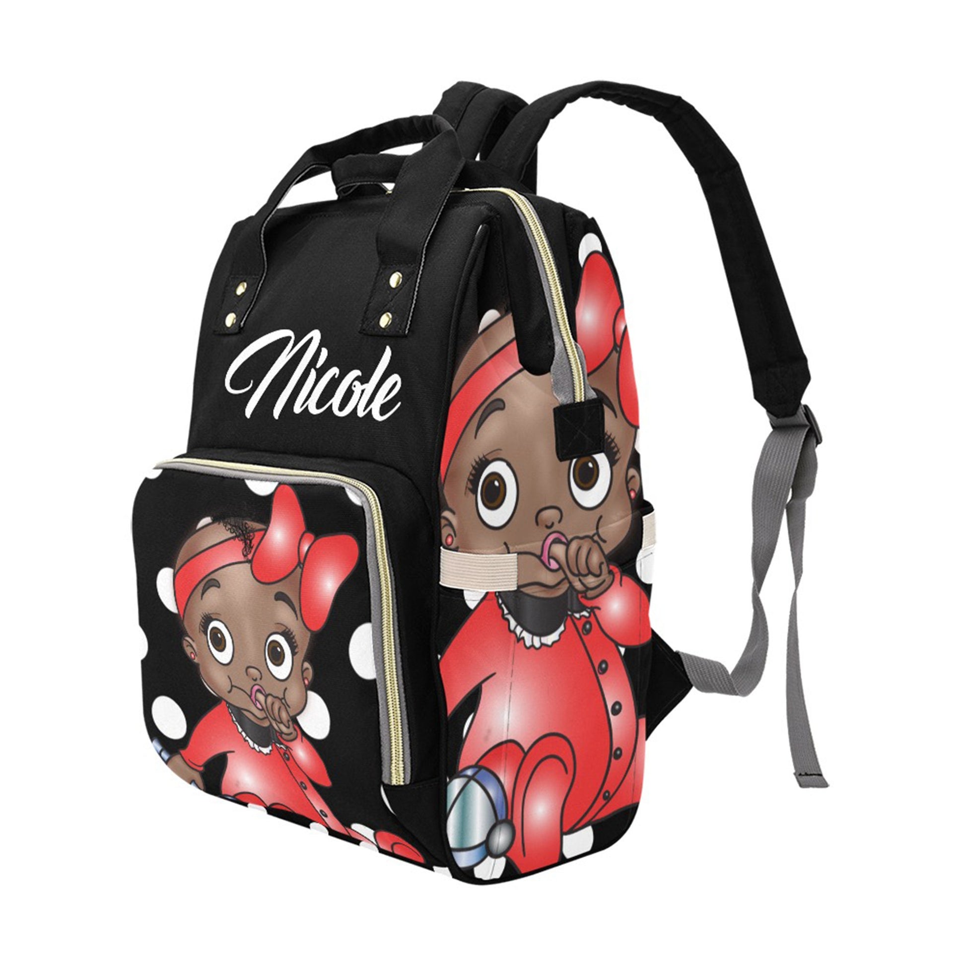 Afro Personalized Baby Bag/ Diaper Bag/ African American Baby Girl Backpack/ Clothing Bottles Bag/ Baby Shower Gift