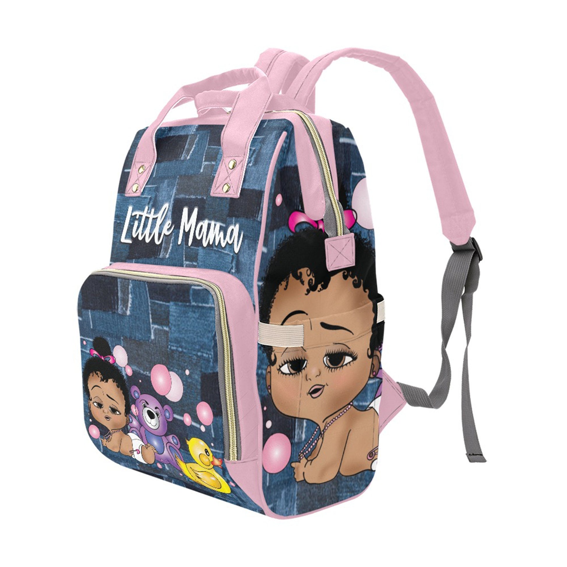 Afro Personalized Baby Bag/ Diaper Bag/ African American Baby Girl Backpack/ Clothing Bottles Bag/ Baby Shower Gift