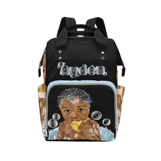 Afro Personalized Baby Bag/ Diaper Bag/ African American Baby Boy Backpack/ Clothing Bottles Bag/ Baby Shower Gift