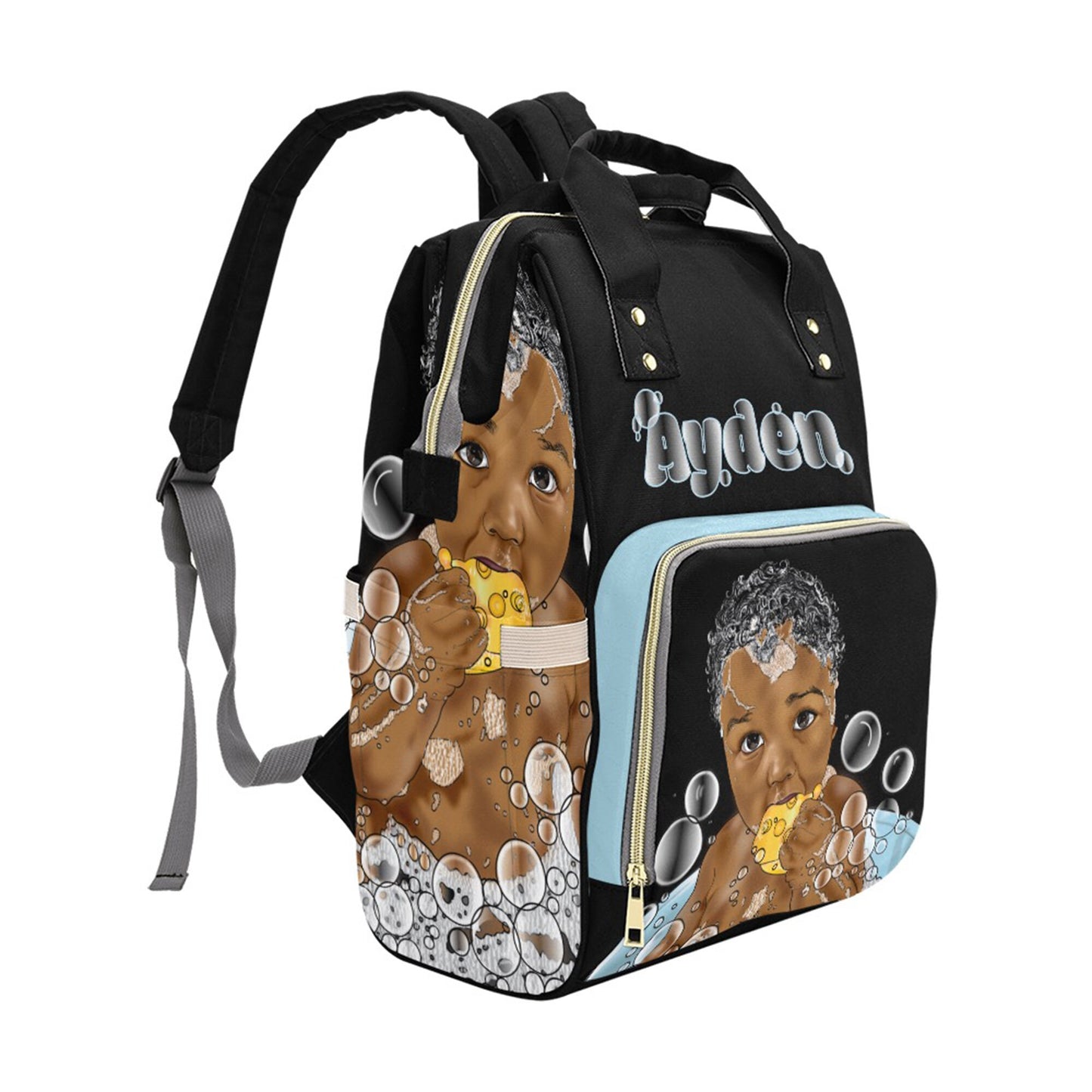 Afro Personalized Baby Bag/ Diaper Bag/ African American Baby Boy Backpack/ Clothing Bottles Bag/ Baby Shower Gift