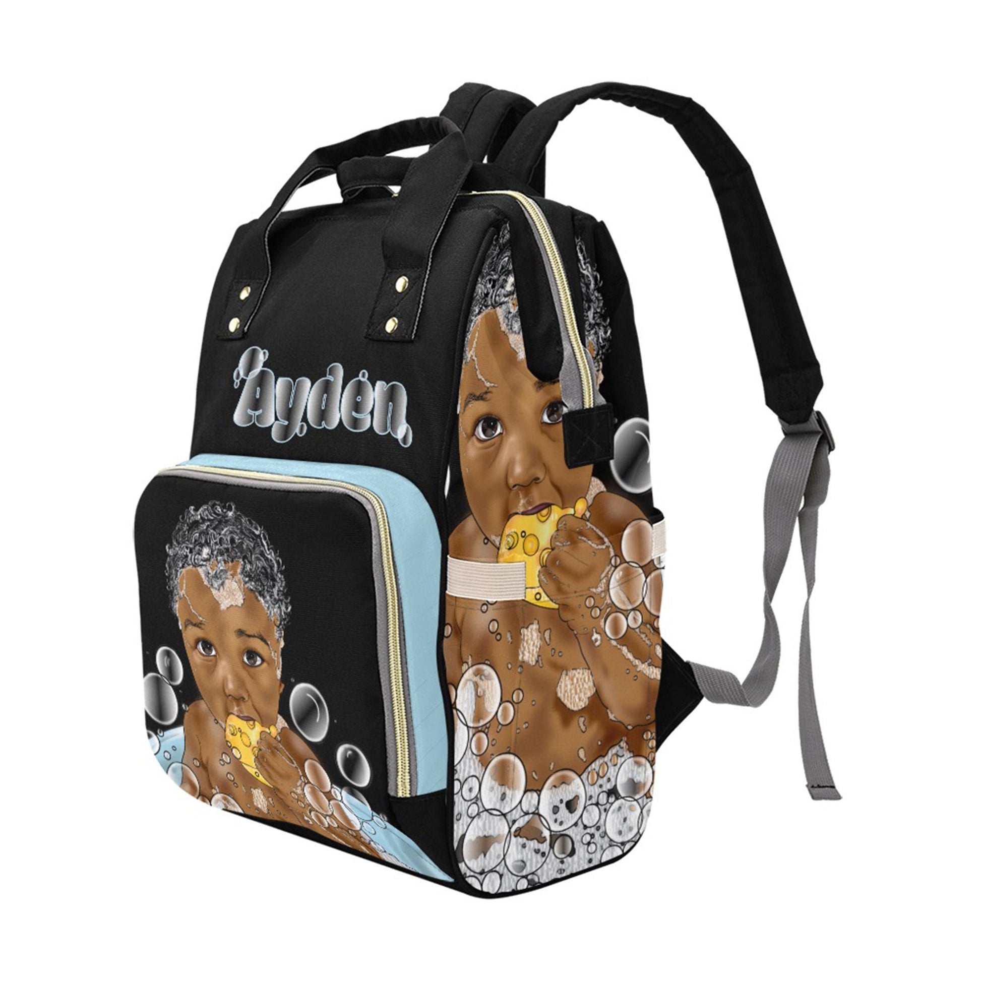 Afro Personalized Baby Bag/ Diaper Bag/ African American Baby Boy Backpack/ Clothing Bottles Bag/ Baby Shower Gift