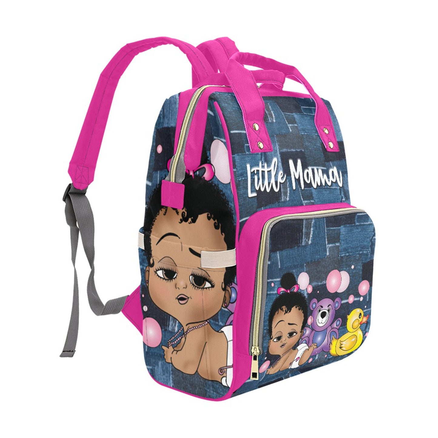 Afro Personalized Baby Bag/ Diaper Bag/ African American Baby Girl Backpack/ Clothing Bottles Bag/ Baby Shower Gift