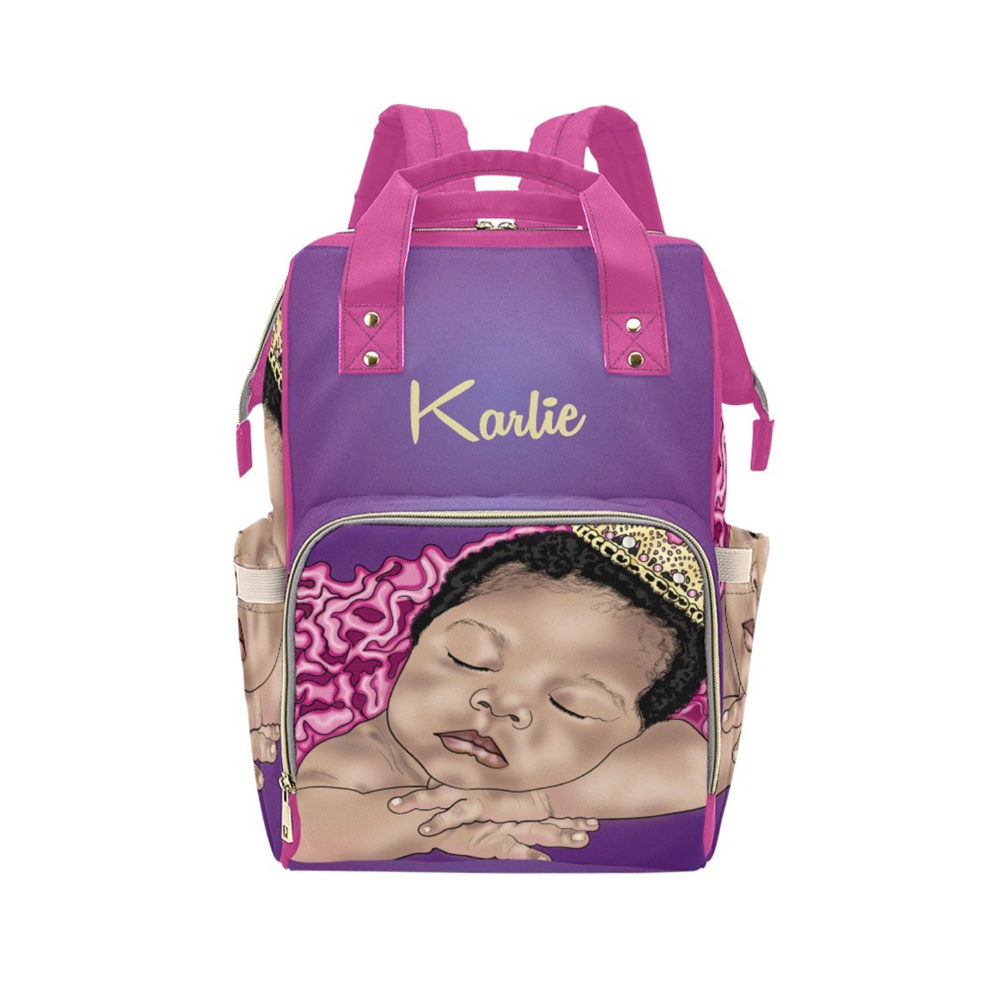 Afro Personalized Princess Baby Bag/ Diaper Bag/ African American Baby Girl Backpack/ Clothing Bottles Bag/ Baby Shower Gift