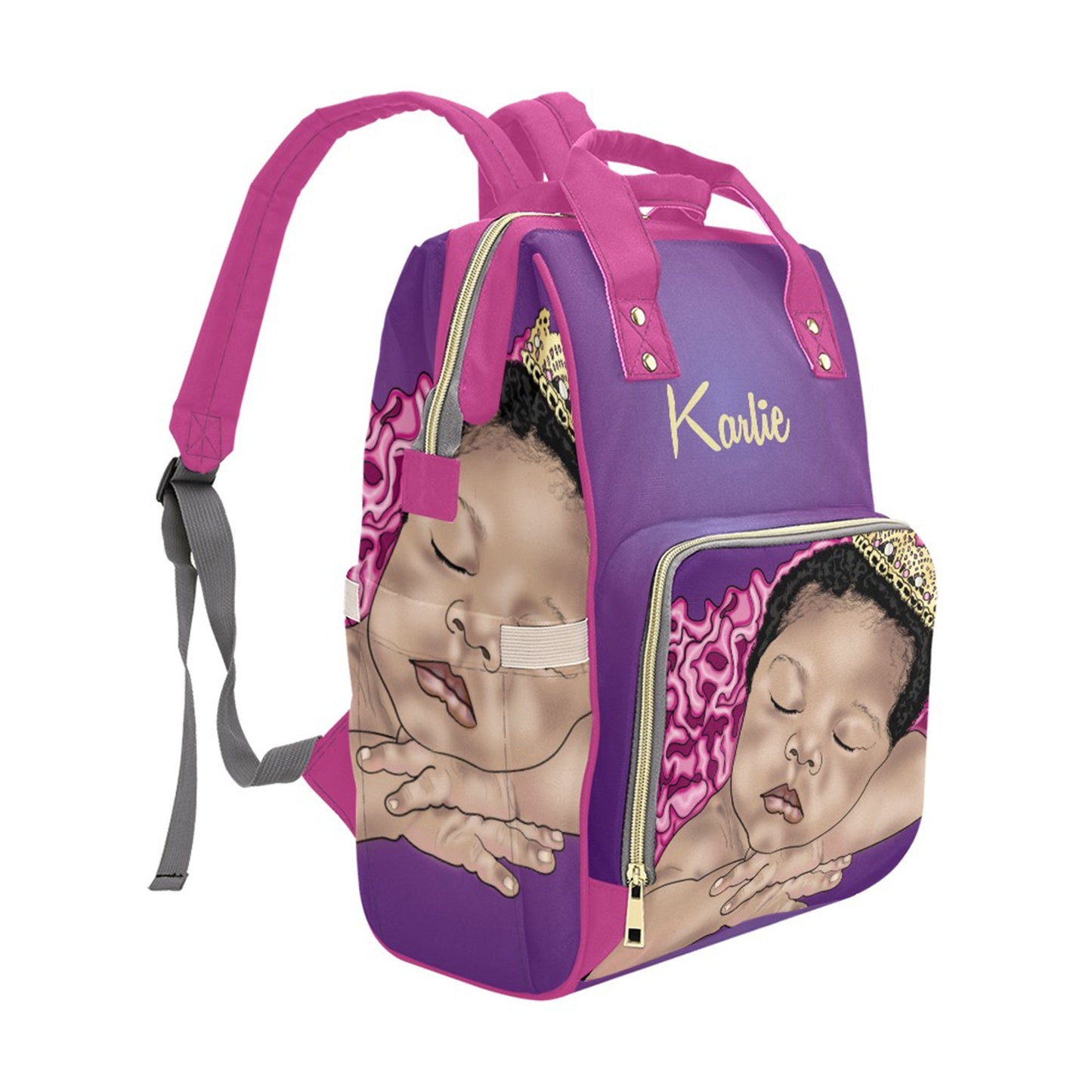 Afro Personalized Princess Baby Bag/ Diaper Bag/ African American Baby Girl Backpack/ Clothing Bottles Bag/ Baby Shower Gift